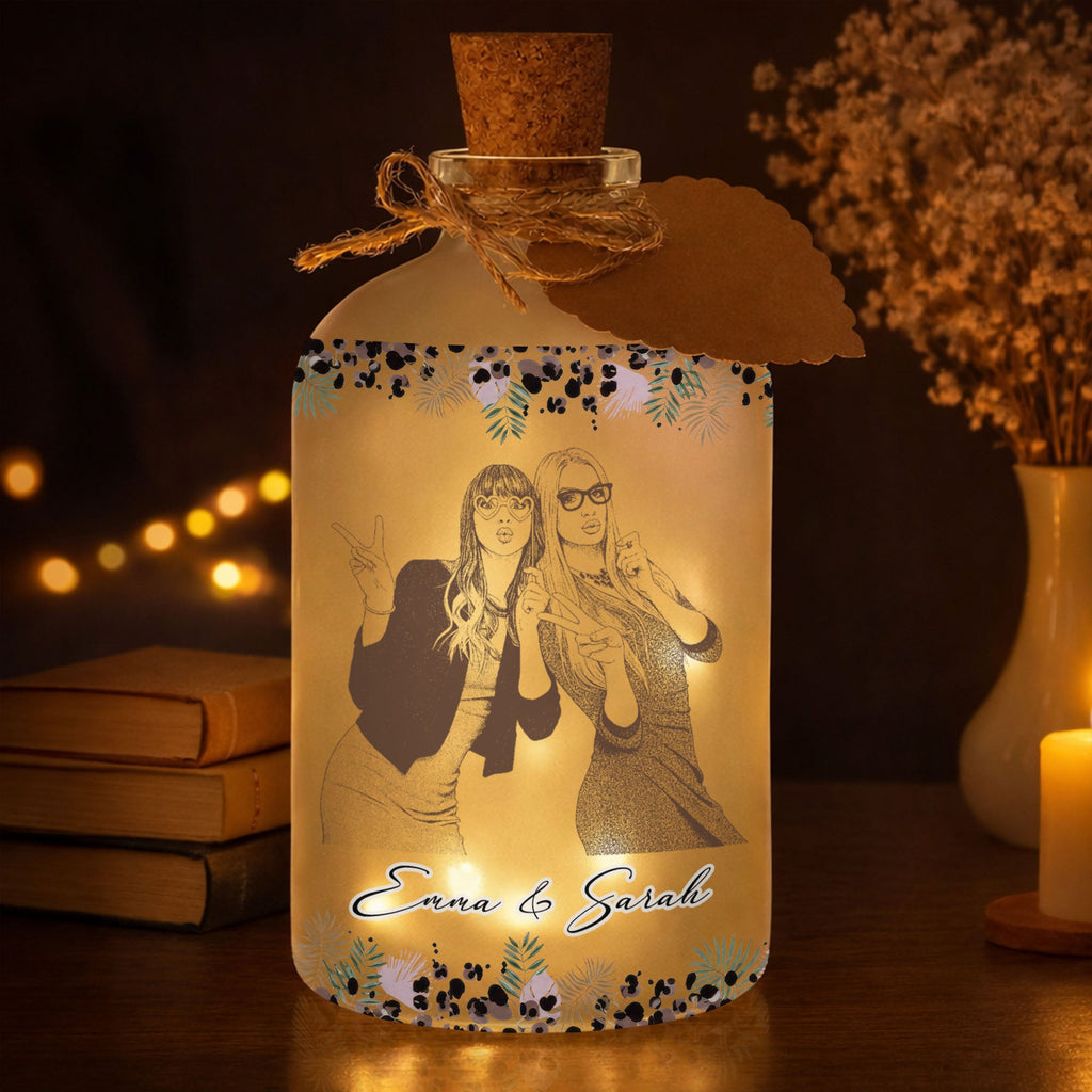Personalized Short Bottle Light Custom Photo Gift for Best Friends Short Bottle Light GradoCreations