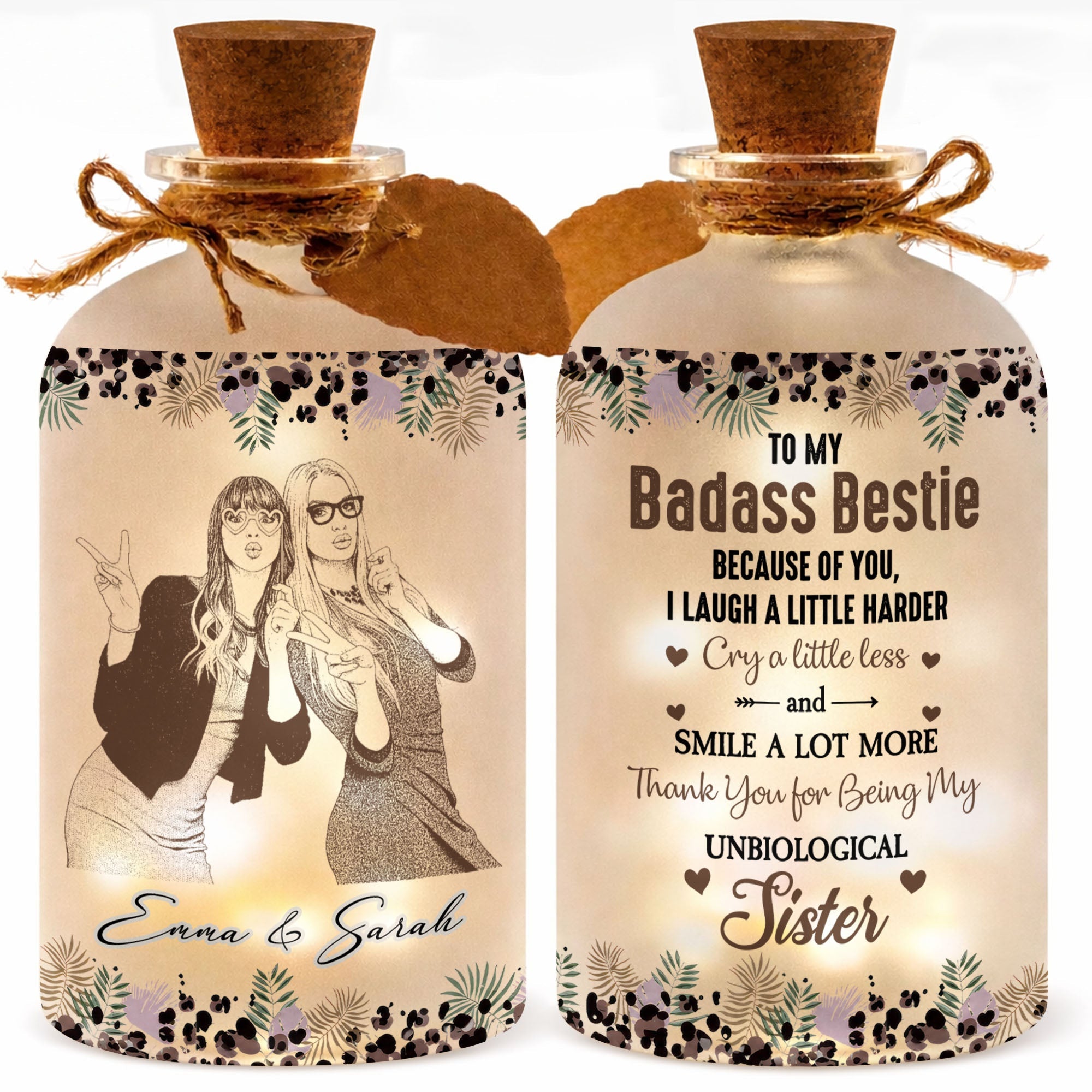 Personalized Short Bottle Light Custom Photo Gift for Best Friends Short Bottle Light GradoCreations