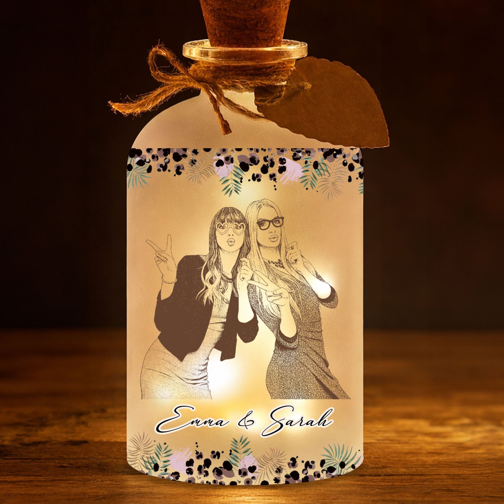 Personalized Short Bottle Light Custom Photo Gift for Best Friends Short Bottle Light GradoCreations