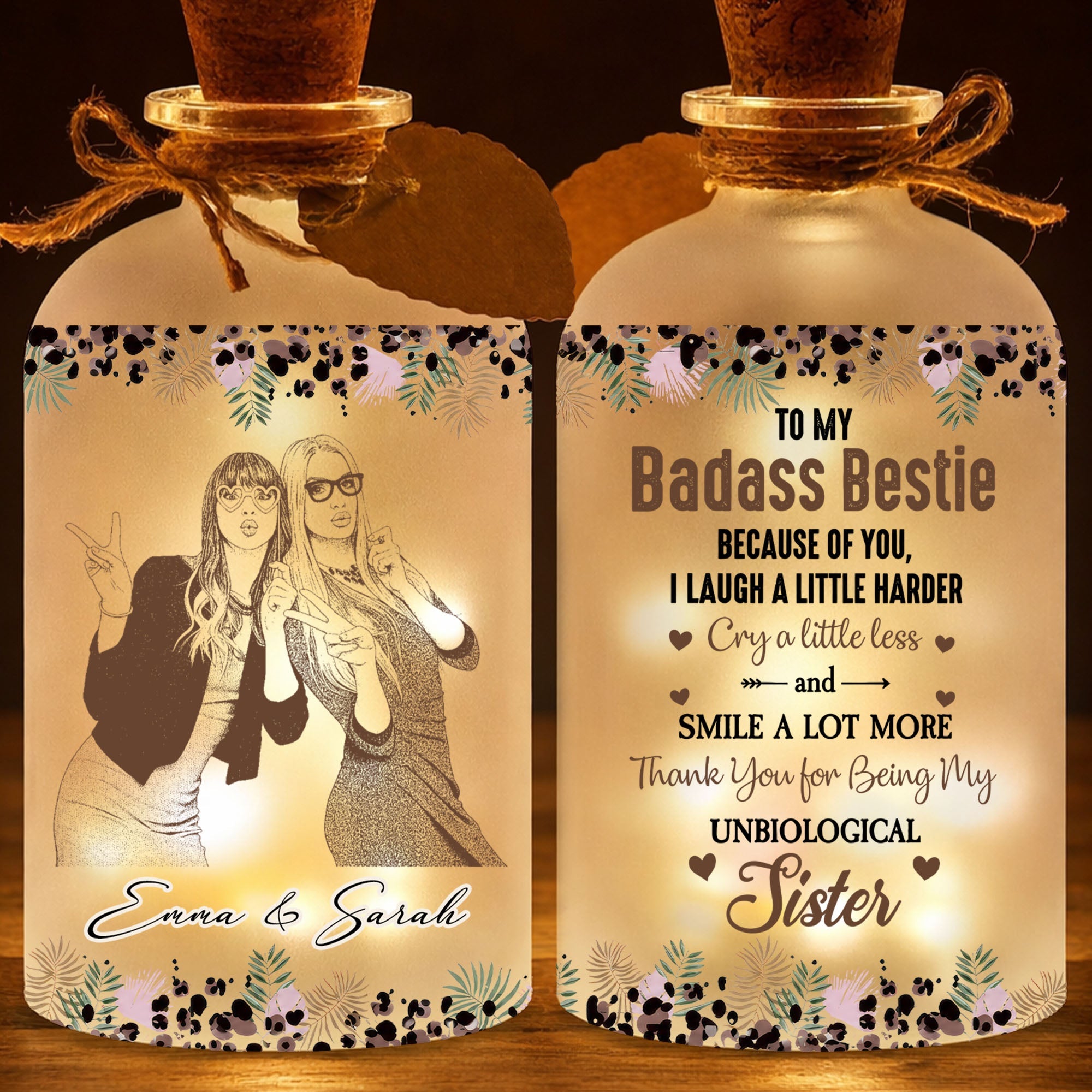 Personalized Short Bottle Light Custom Photo Gift for Best Friends Short Bottle Light GradoCreations