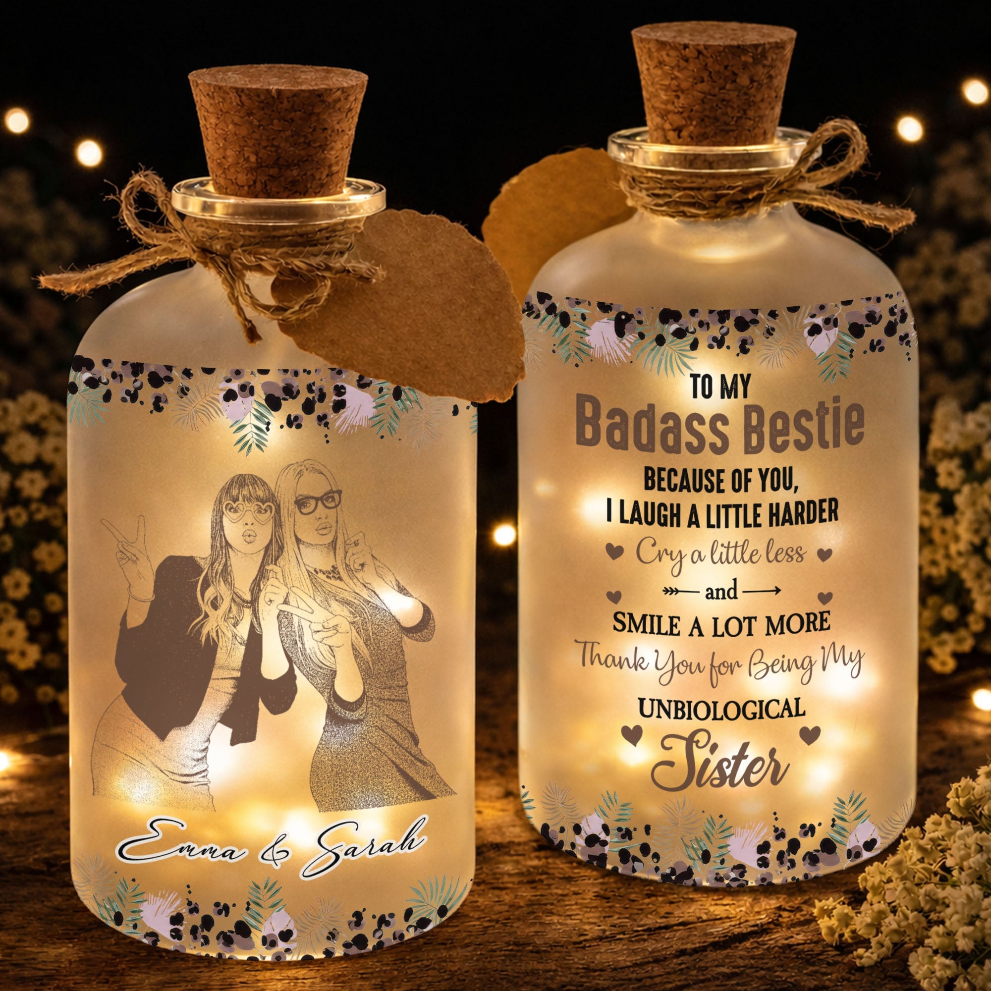 Personalized Short Bottle Light Custom Photo Gift for Best Friends Short Bottle Light GradoCreations