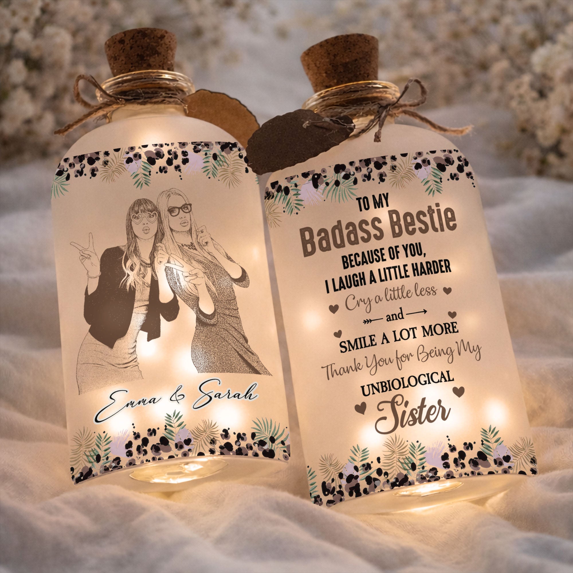 Personalized Short Bottle Light Custom Photo Gift for Best Friends Short Bottle Light GradoCreations