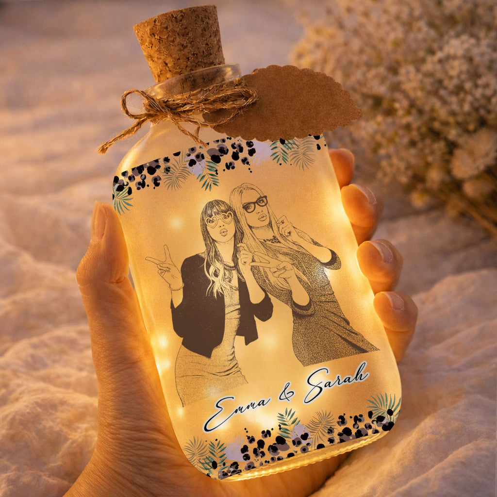 Personalized Short Bottle Light Custom Photo Gift for Best Friends Short Bottle Light GradoCreations