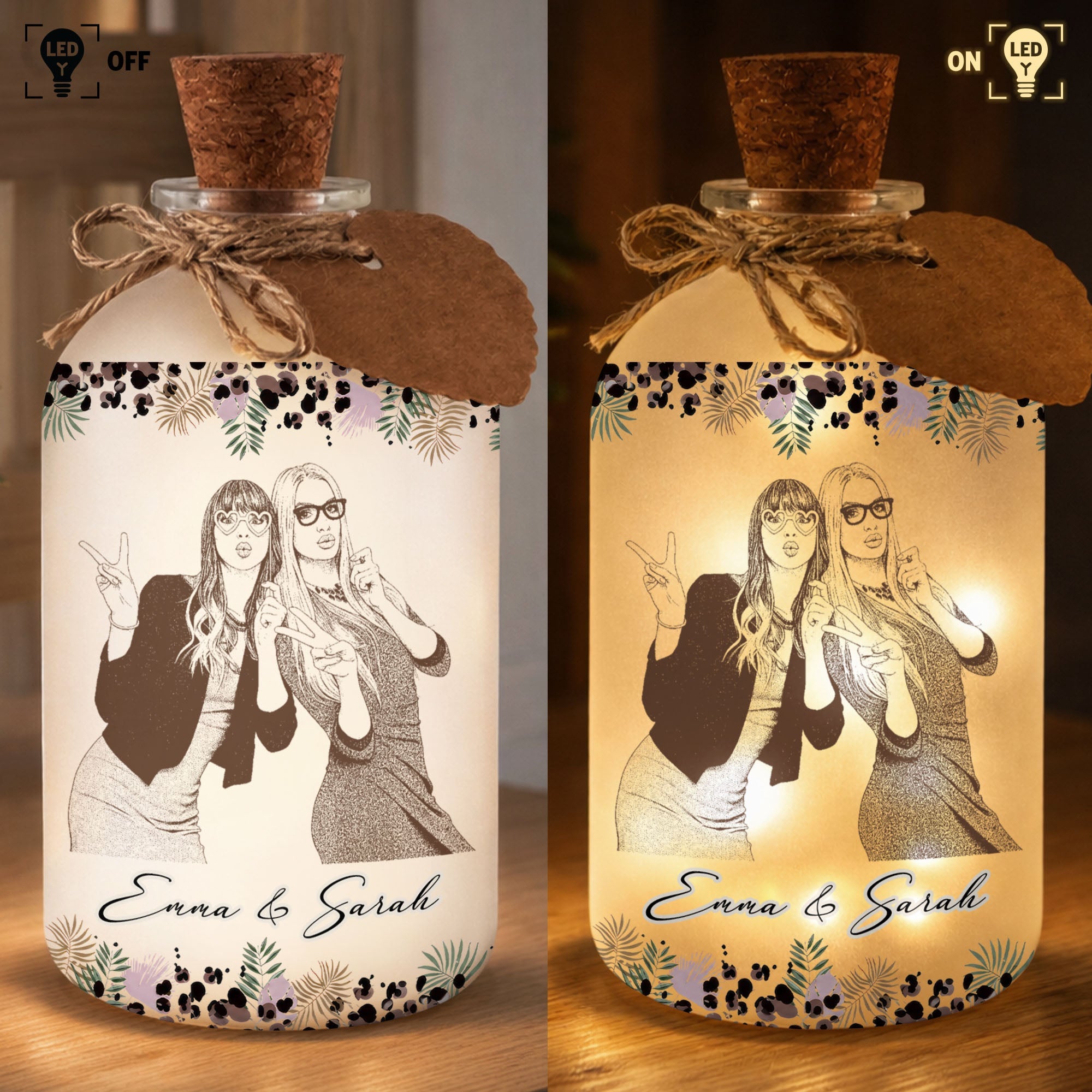 Personalized Short Bottle Light Custom Photo Gift for Best Friends Short Bottle Light GradoCreations