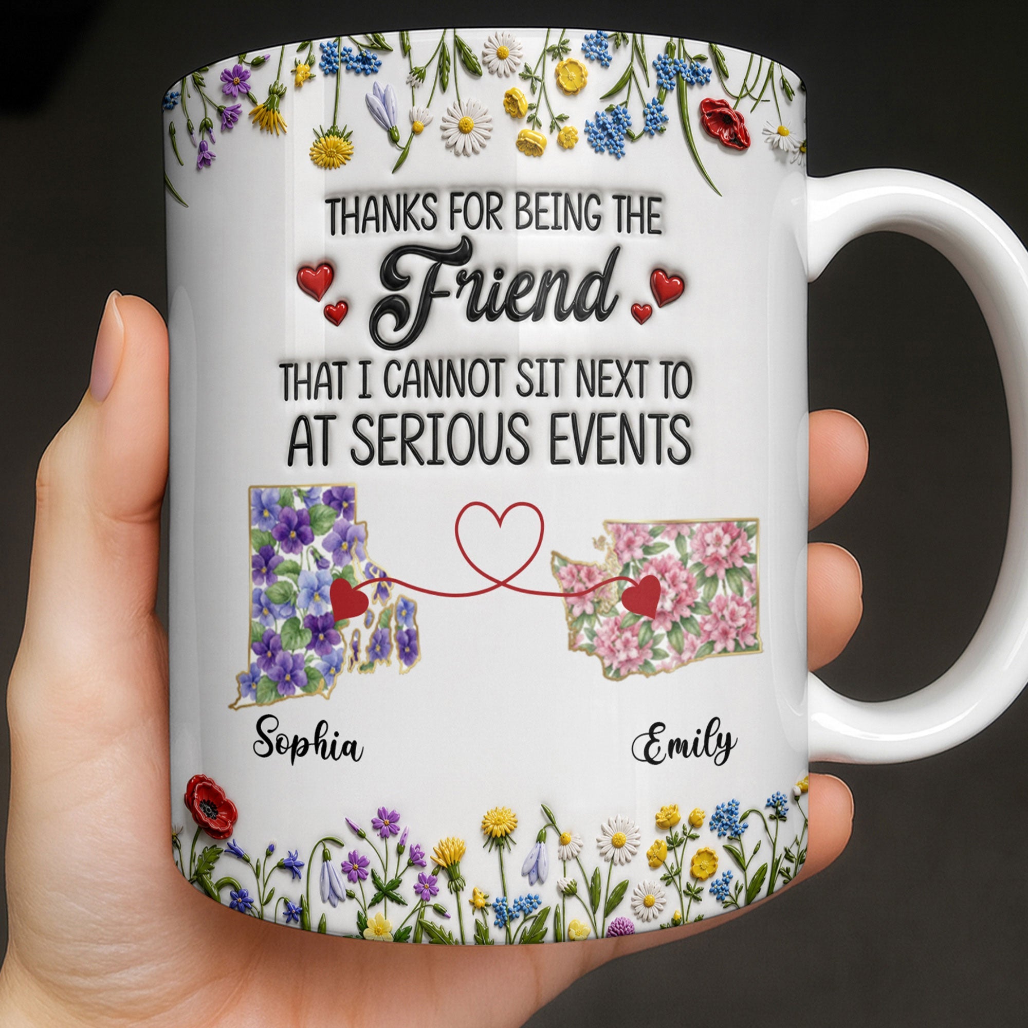 Personalized Best Friend Coffee Mug Custom State Art Gift Edge-to-edge Mug GradoCreations