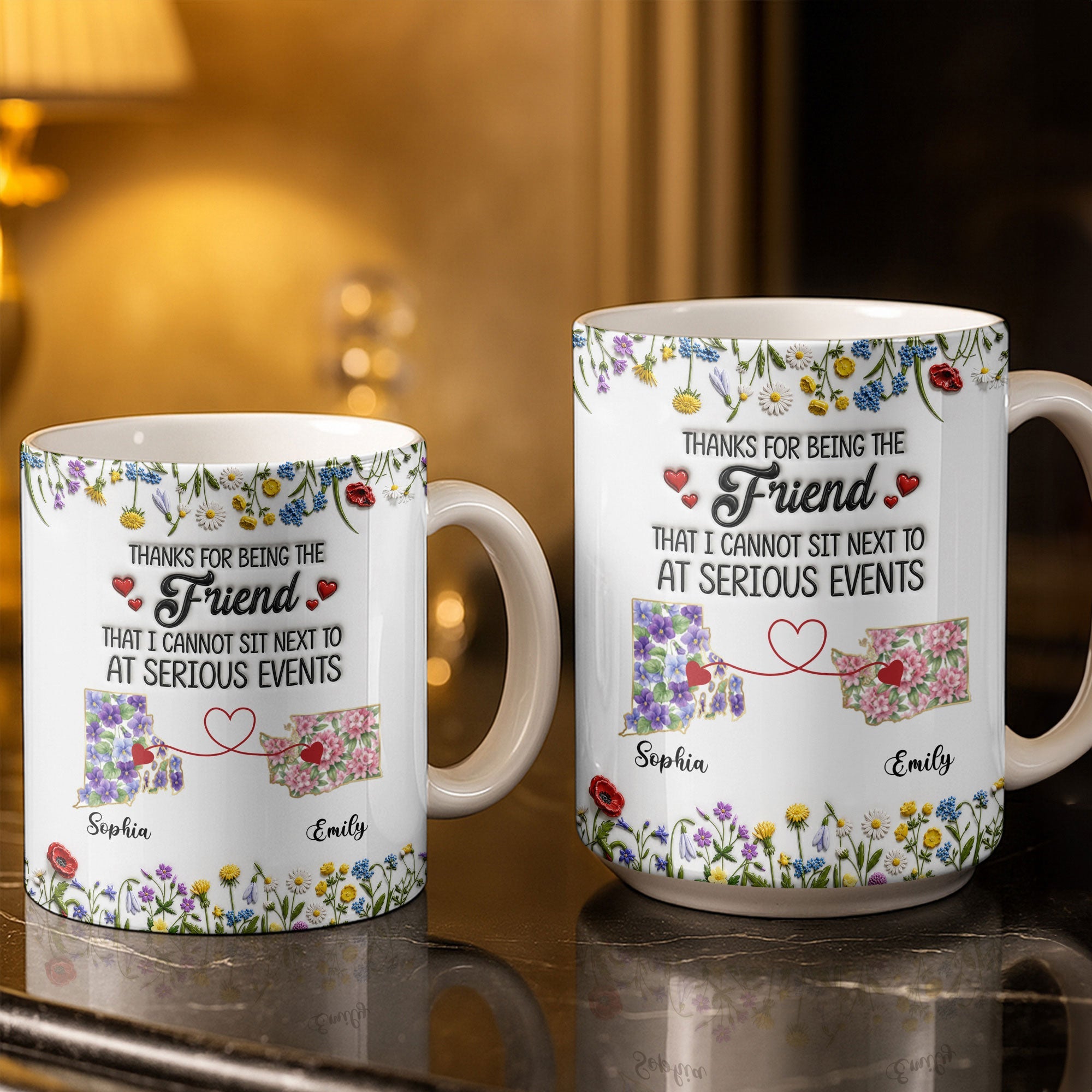 Personalized Best Friend Coffee Mug Custom State Art Gift Edge-to-edge Mug GradoCreations