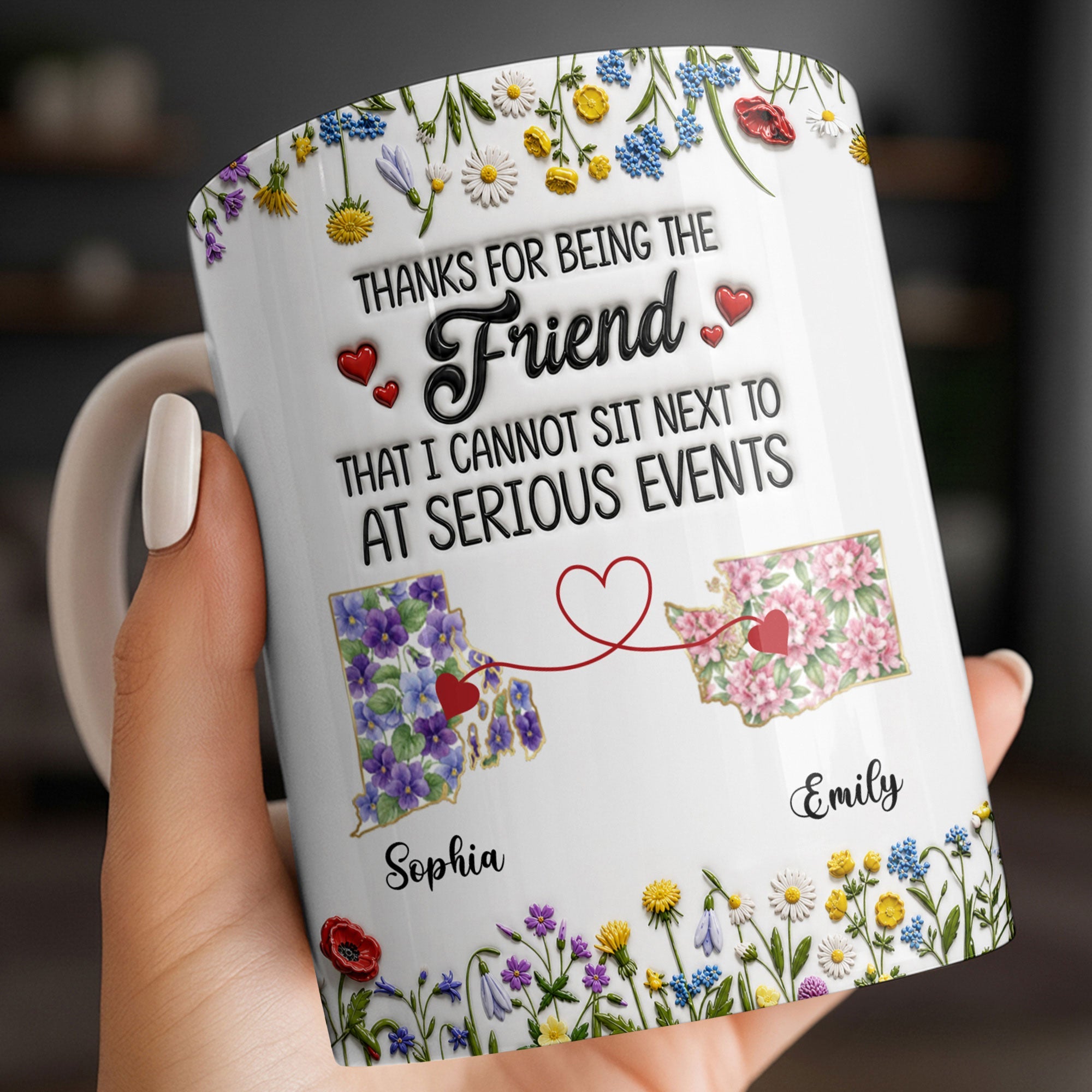Personalized Best Friend Coffee Mug Custom State Art Gift Edge-to-edge Mug GradoCreations