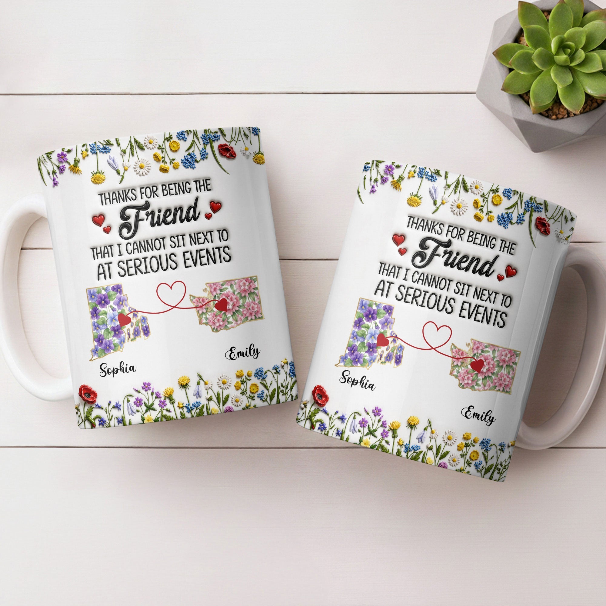 Personalized Best Friend Coffee Mug Custom State Art Gift Edge-to-edge Mug GradoCreations