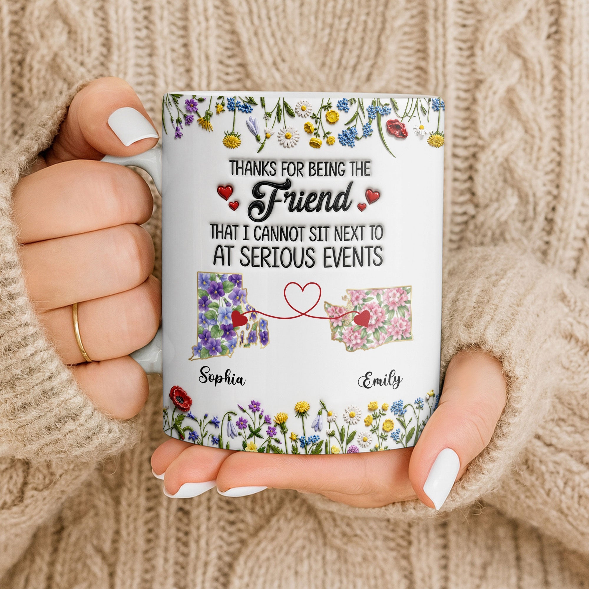 Personalized Best Friend Coffee Mug Custom State Art Gift Edge-to-edge Mug GradoCreations