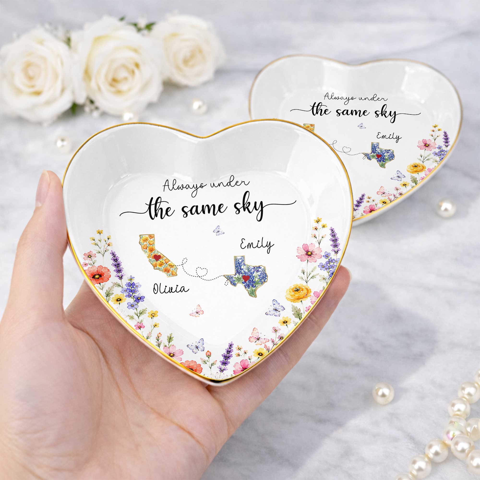 Personalized Heart-Shaped Jewelry Dish Custom Name Gift for Mom Heart Jewelry Dish GradoCreations