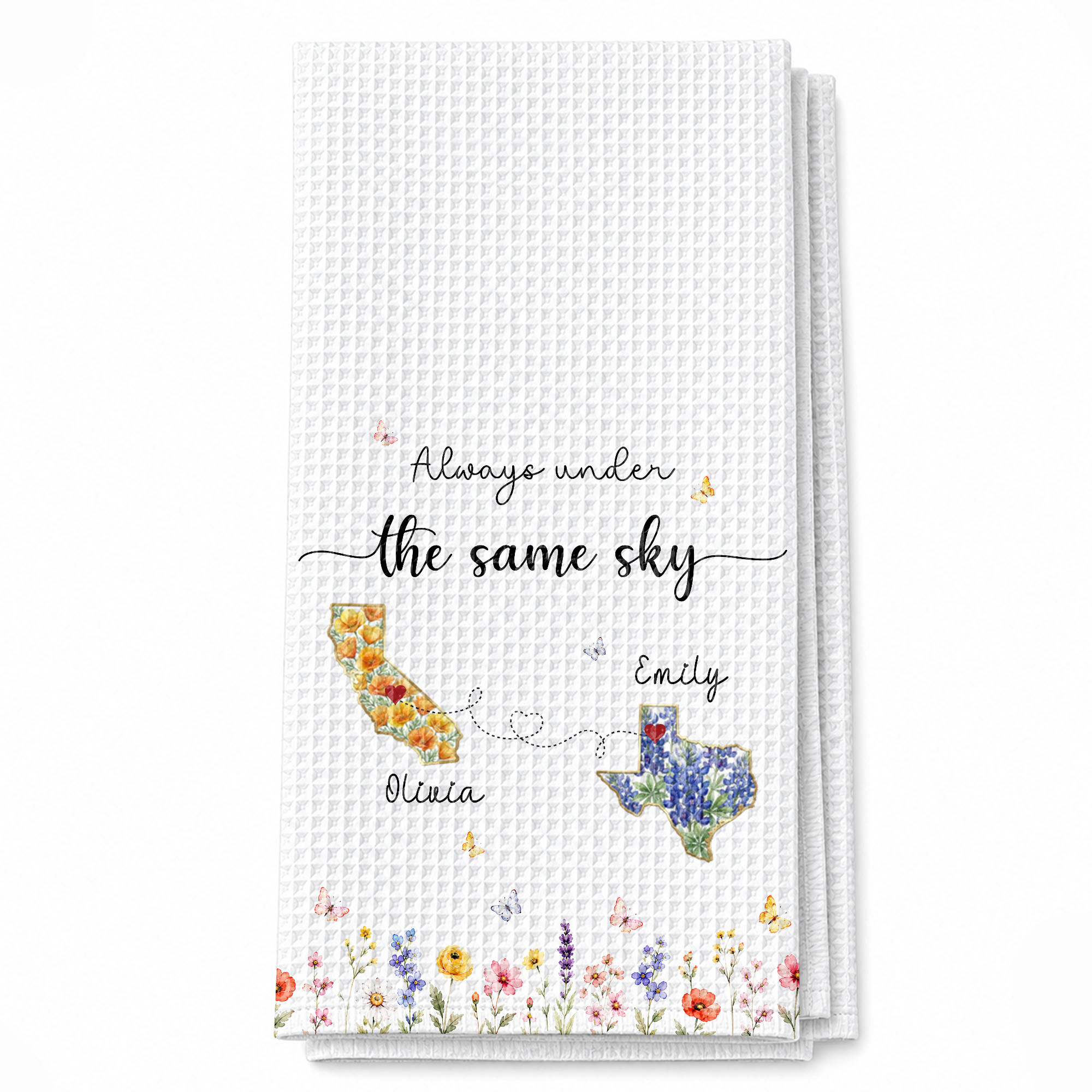 Personalized State Flowers Kitchen Towel Custom Gift for Best Friends Kitchen Towel GradoCreations