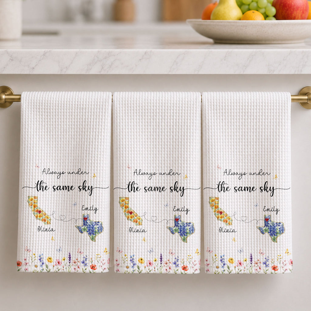 Personalized State Flowers Kitchen Towel Custom Gift for Best Friends Kitchen Towel GradoCreations