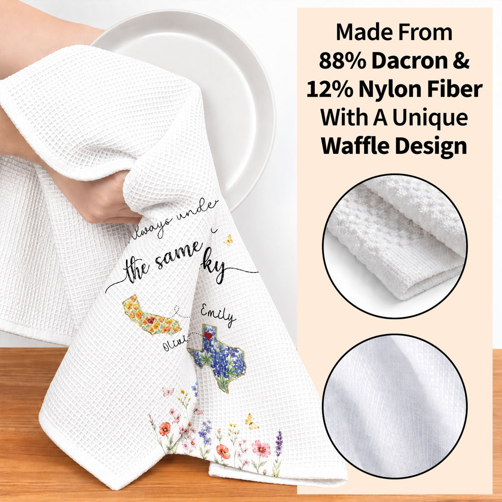 Personalized State Flowers Kitchen Towel Custom Gift for Best Friends Kitchen Towel GradoCreations