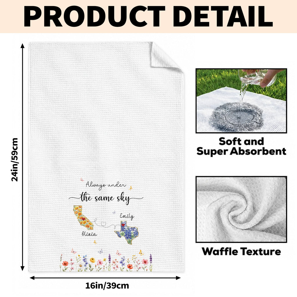 Personalized State Flowers Kitchen Towel Custom Gift for Best Friends Kitchen Towel GradoCreations