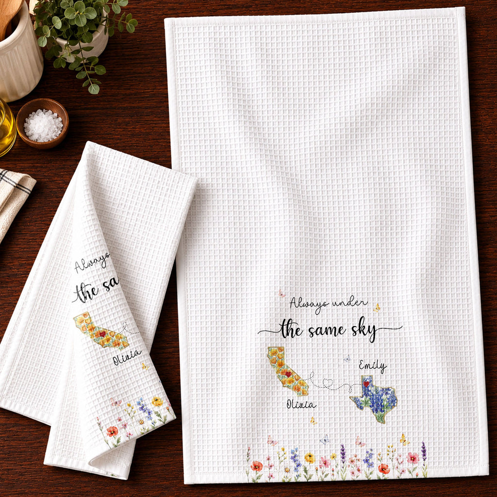 Personalized State Flowers Kitchen Towel Custom Gift for Best Friends Kitchen Towel GradoCreations
