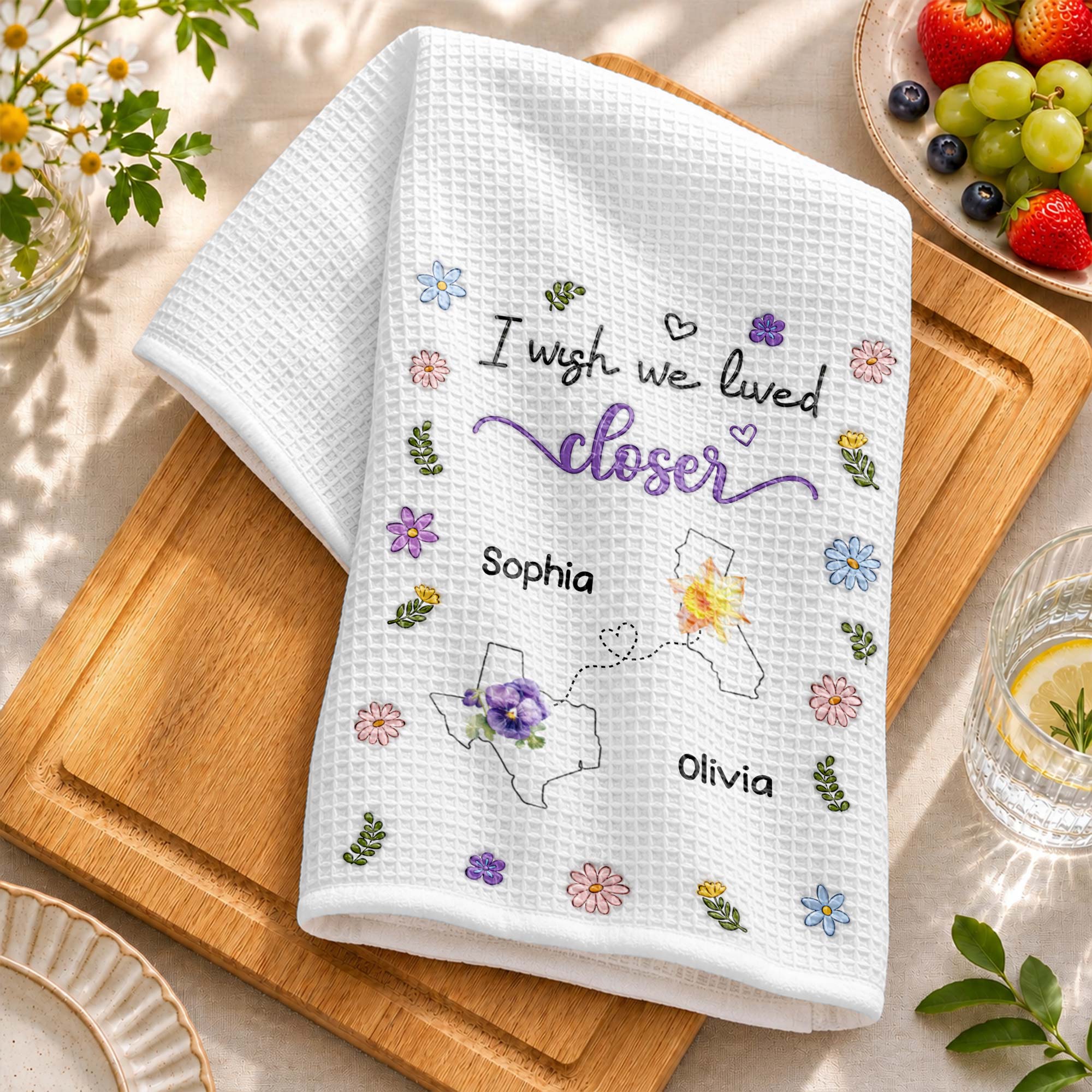 Personalized Kitchen Towel Custom State Map Gift for Friends Kitchen Towel GradoCreations