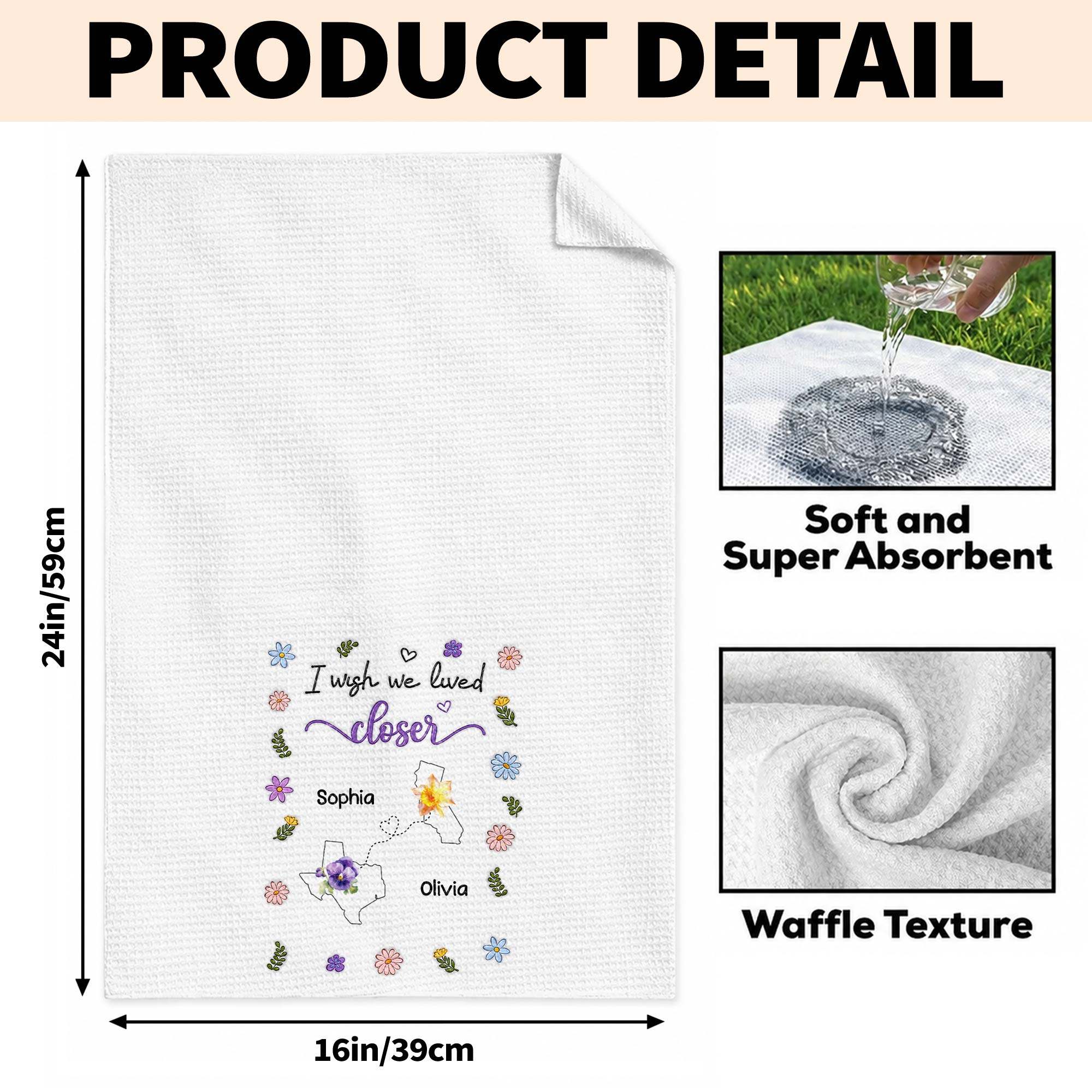 Personalized Kitchen Towel Custom State Map Gift for Friends Kitchen Towel GradoCreations