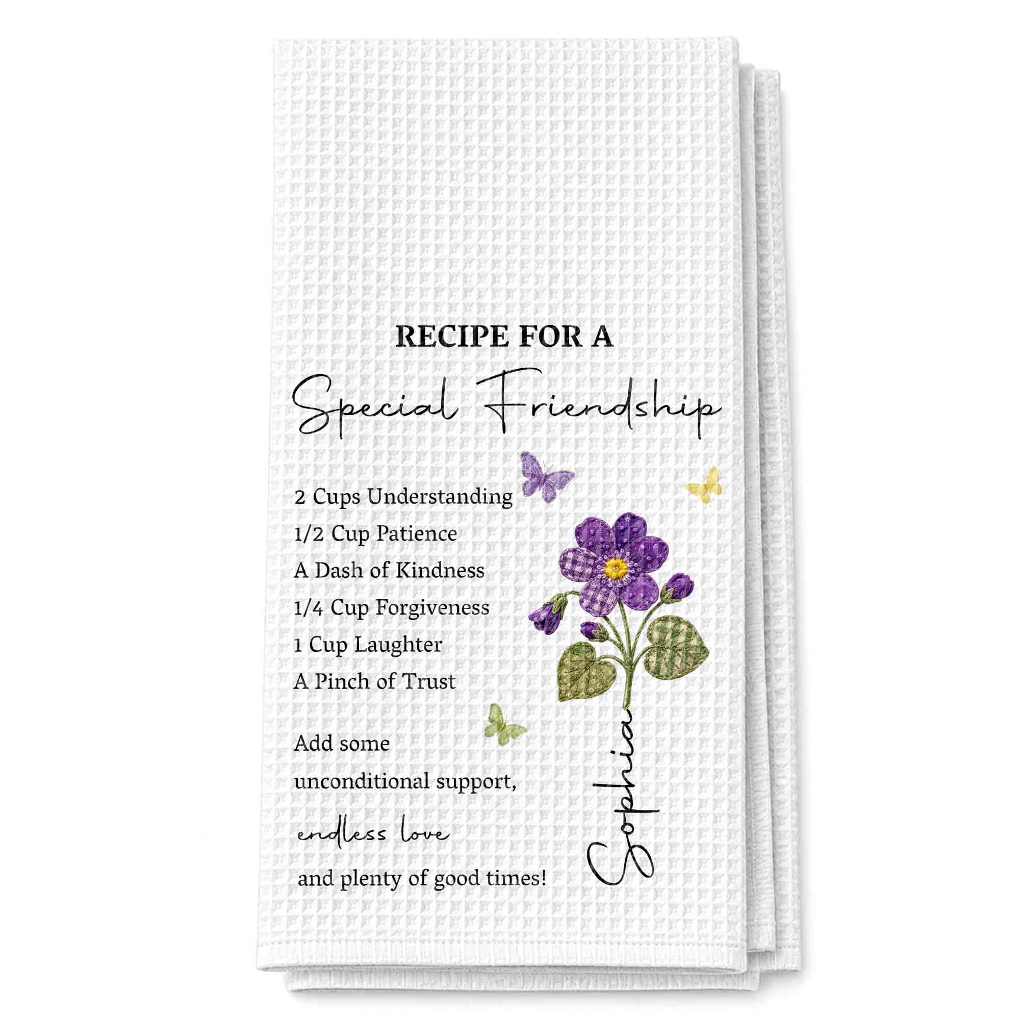 Personalized Birth Month Flower Kitchen Towel Friendship Gift Kitchen Towel GradoCreations