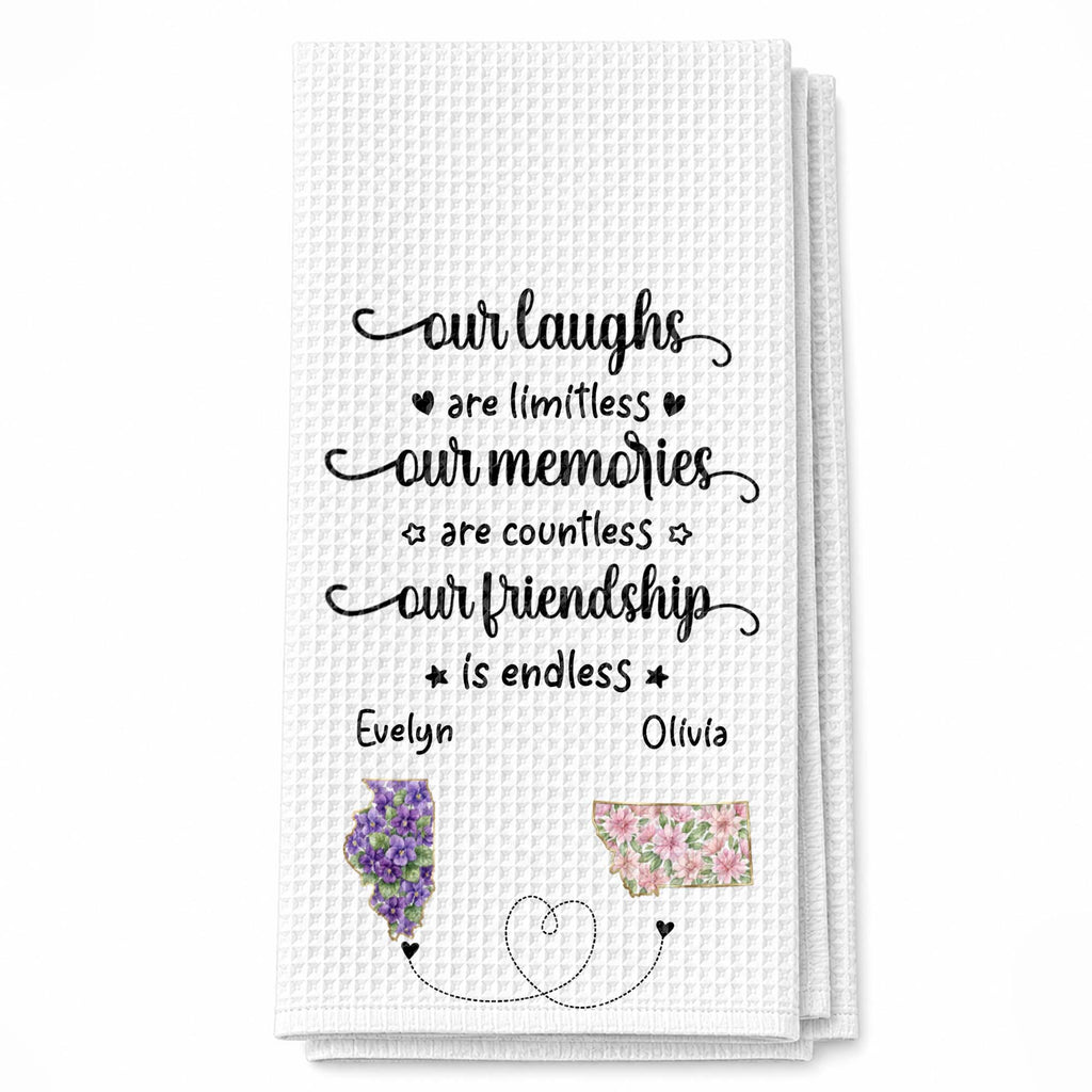 Personalized Kitchen Towel Custom State Art Flower Gift for Best Friends Kitchen Towel GradoCreations