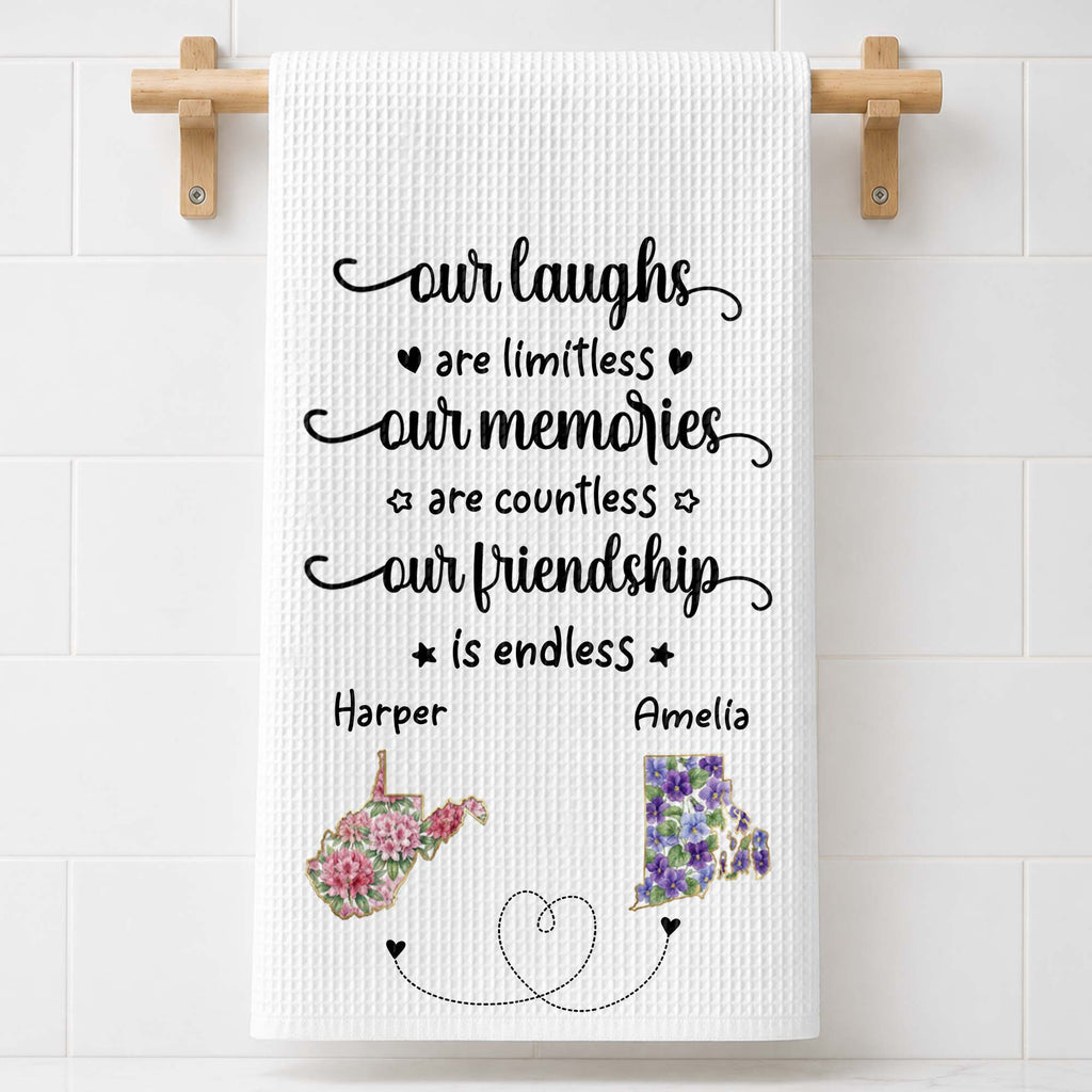 Personalized Kitchen Towel Custom State Art Flower Gift for Best Friends Kitchen Towel GradoCreations