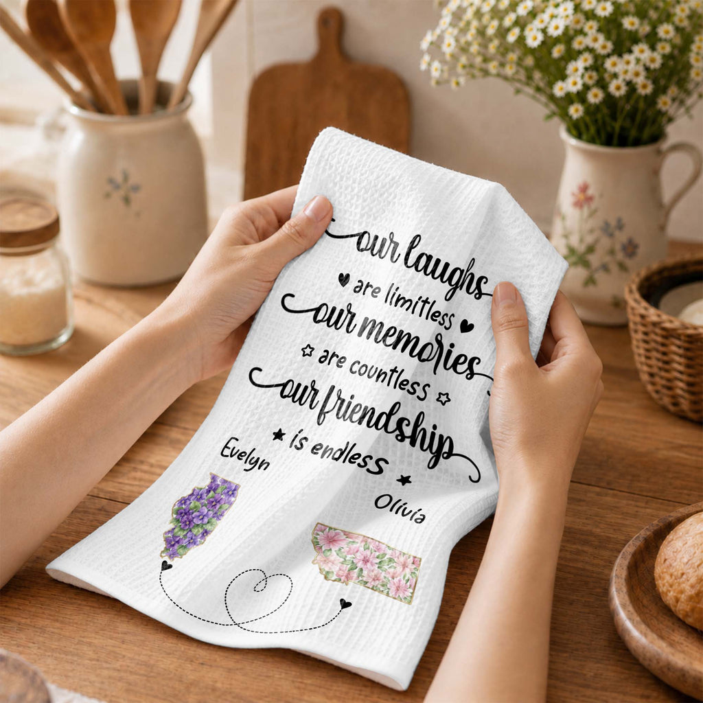 Personalized Kitchen Towel Custom State Art Flower Gift for Best Friends Kitchen Towel GradoCreations