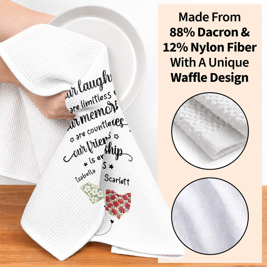 Personalized Kitchen Towel Custom State Art Flower Gift for Best Friends Kitchen Towel GradoCreations
