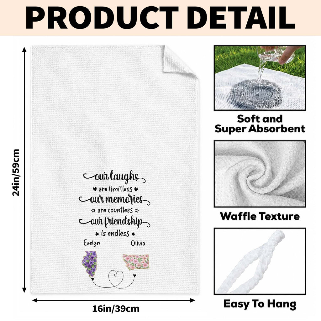 Personalized Kitchen Towel Custom State Art Flower Gift for Best Friends Kitchen Towel GradoCreations