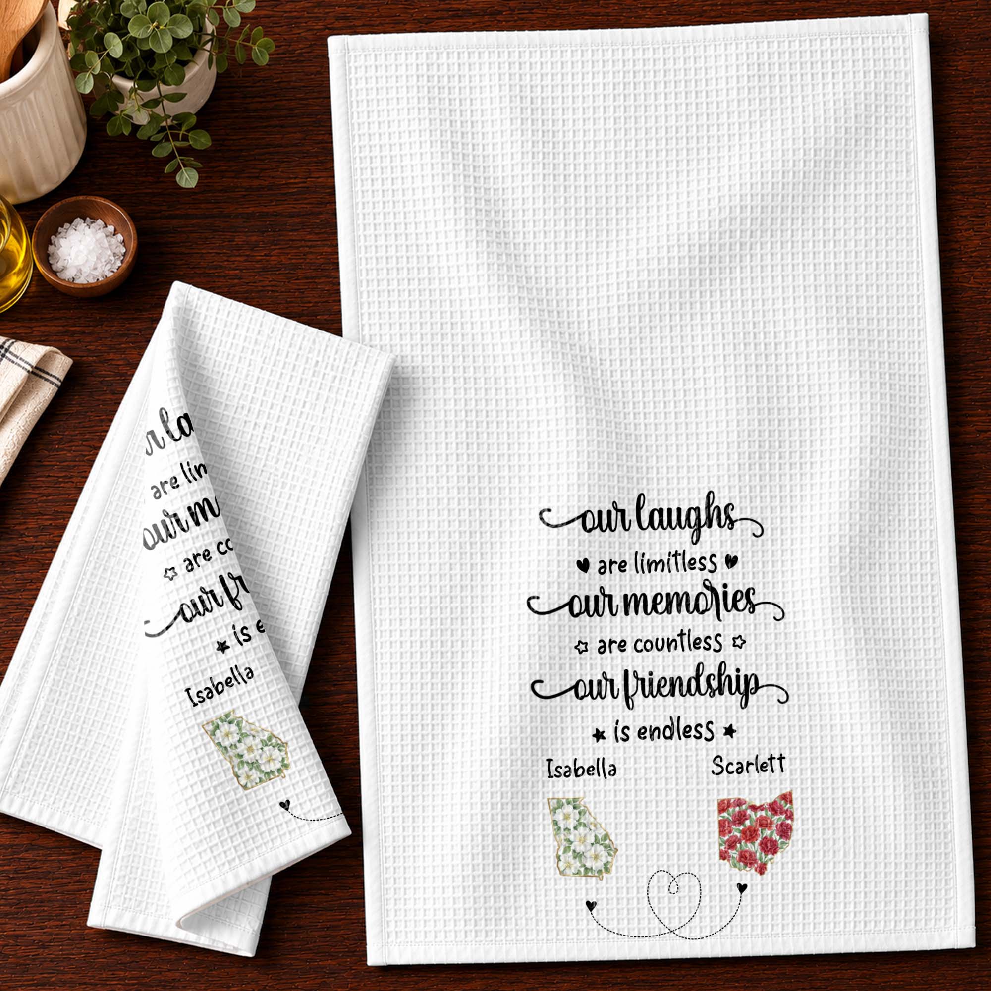 Personalized Kitchen Towel Custom State Art Flower Gift for Best Friends Kitchen Towel GradoCreations