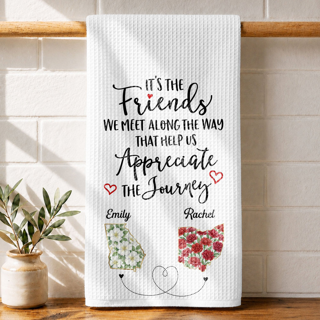 Personalized Floral Kitchen Towel Custom Name Gift for Besties Kitchen Towel GradoCreations