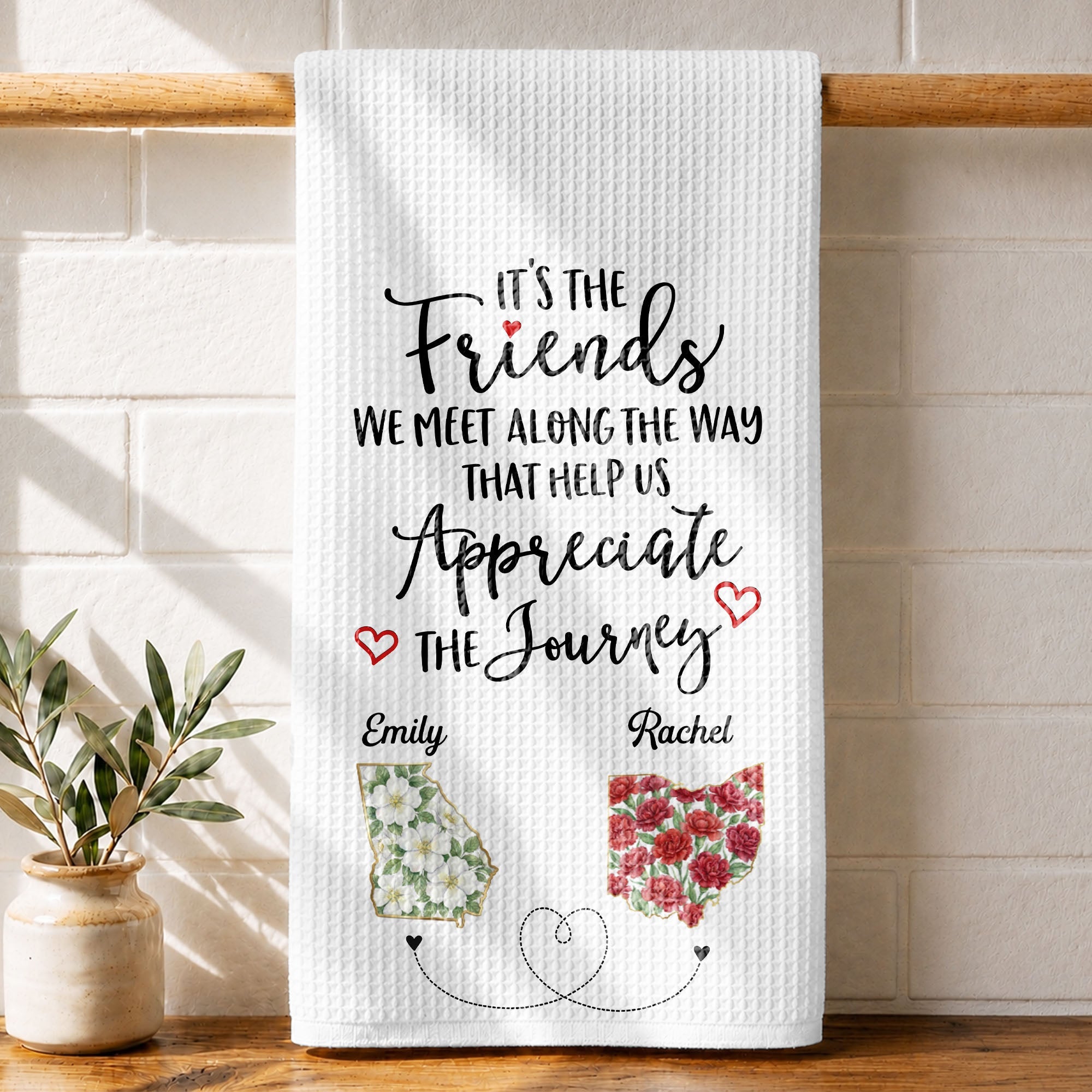 Personalized Floral Kitchen Towel Custom Name Gift for Besties Kitchen Towel GradoCreations