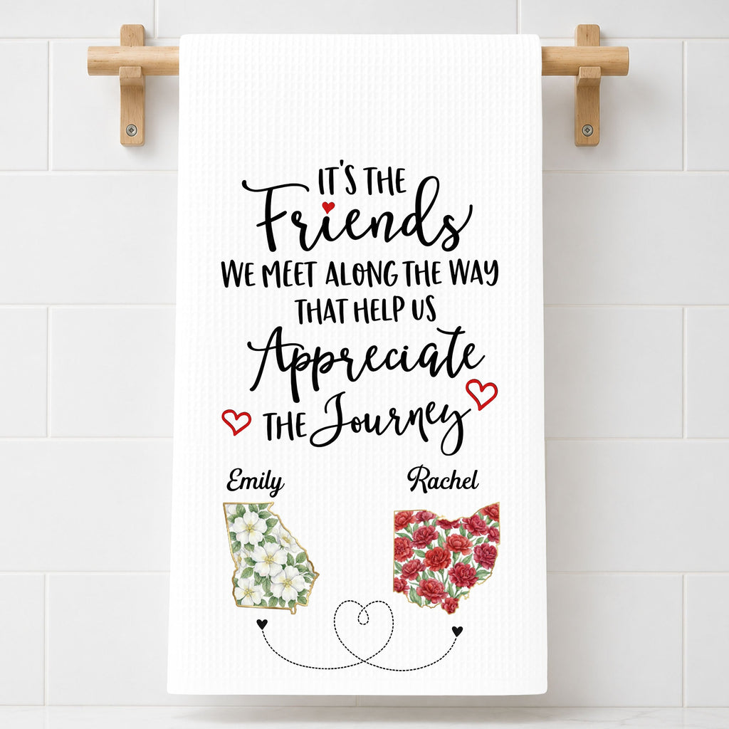 Personalized Floral Kitchen Towel Custom Name Gift for Besties Kitchen Towel GradoCreations