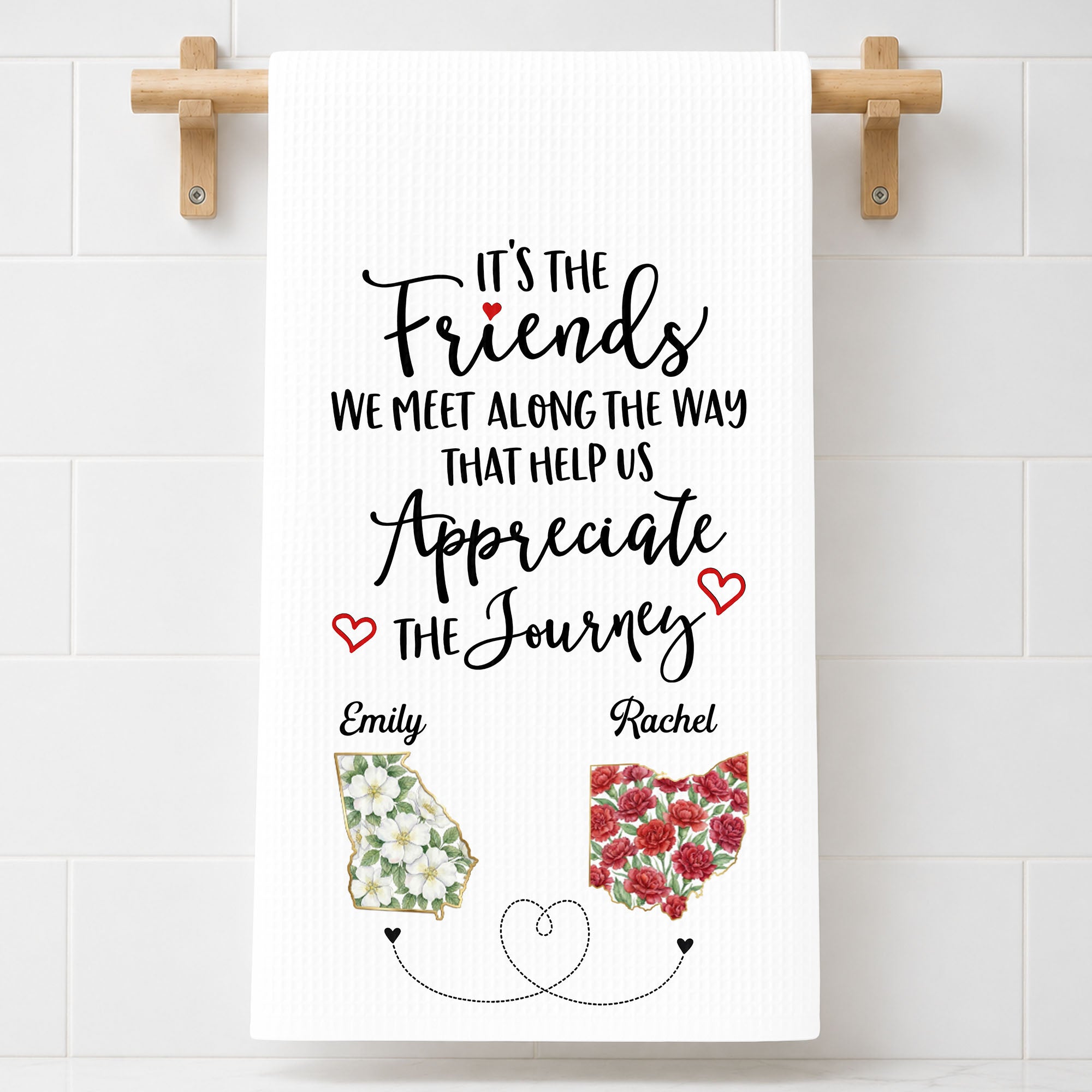 Personalized Floral Kitchen Towel Custom Name Gift for Besties Kitchen Towel GradoCreations