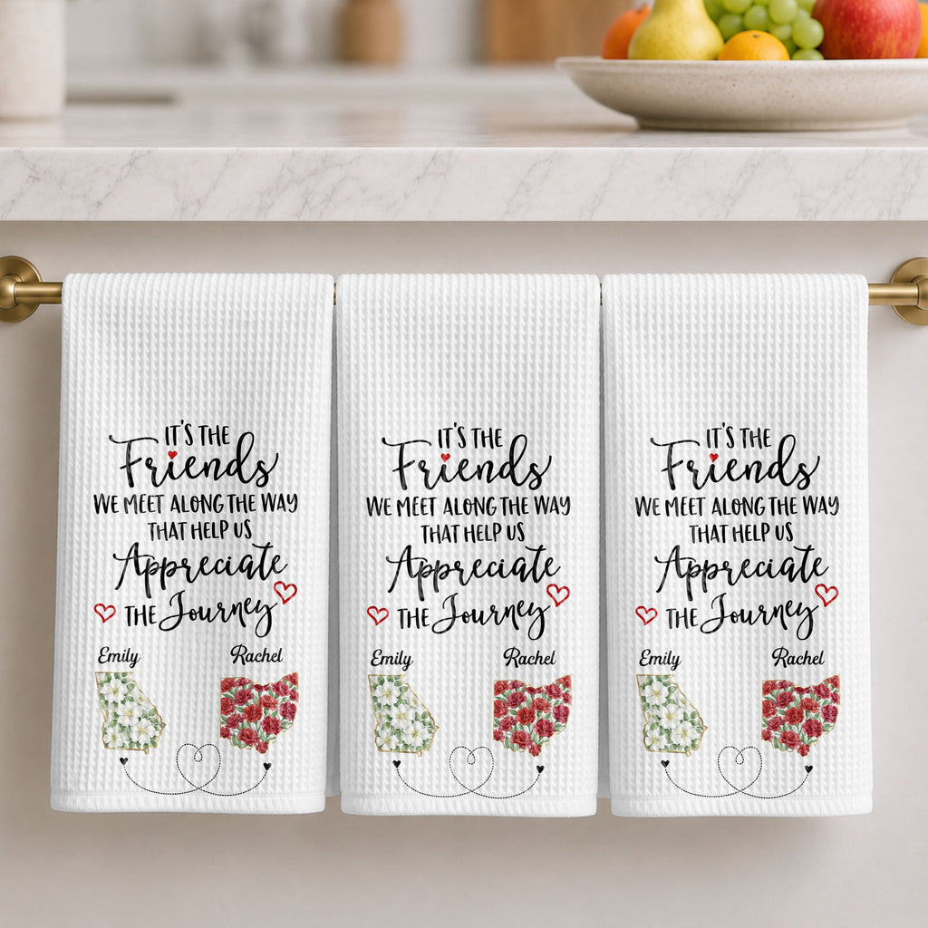 Personalized Floral Kitchen Towel Custom Name Gift for Besties Kitchen Towel GradoCreations