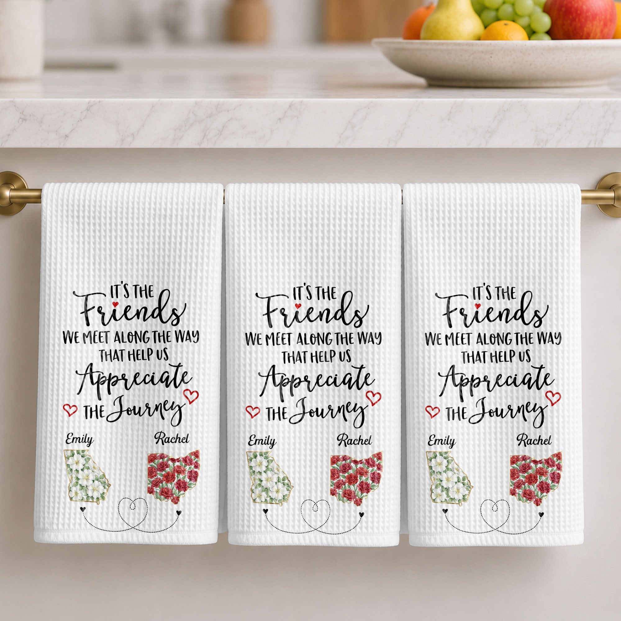 Personalized Floral Kitchen Towel Custom Name Gift for Besties Kitchen Towel GradoCreations