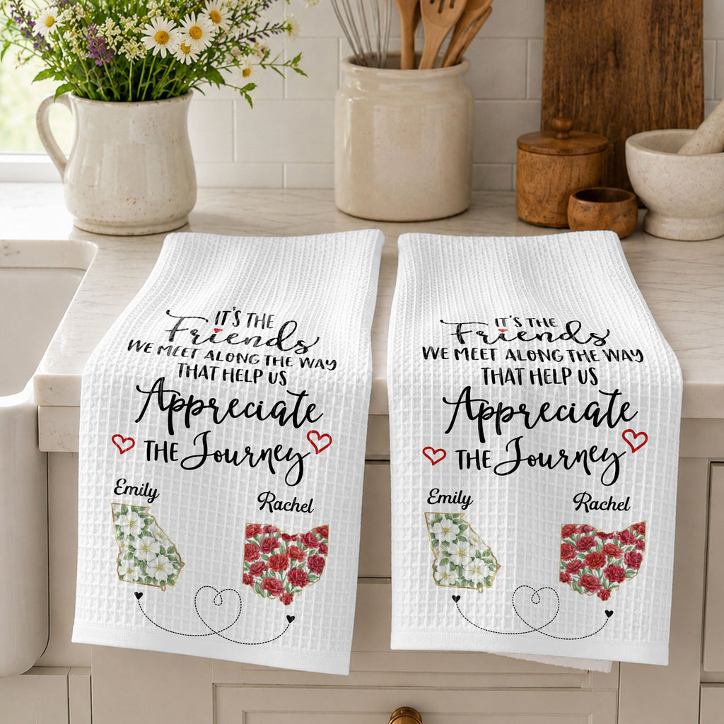 Personalized Floral Kitchen Towel Custom Name Gift for Besties Kitchen Towel GradoCreations