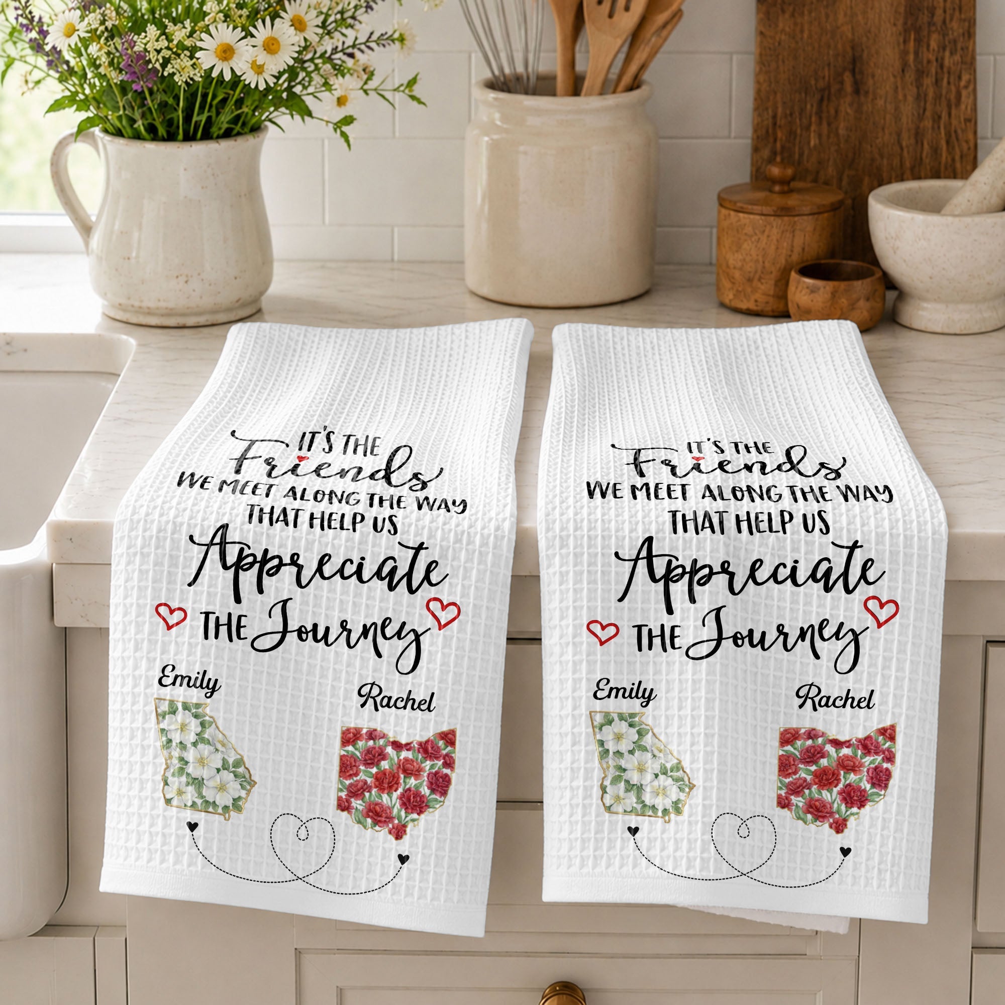 Personalized Floral Kitchen Towel Custom Name Gift for Besties Kitchen Towel GradoCreations