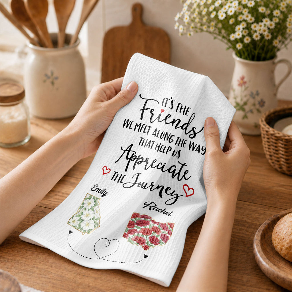 Personalized Floral Kitchen Towel Custom Name Gift for Besties Kitchen Towel GradoCreations