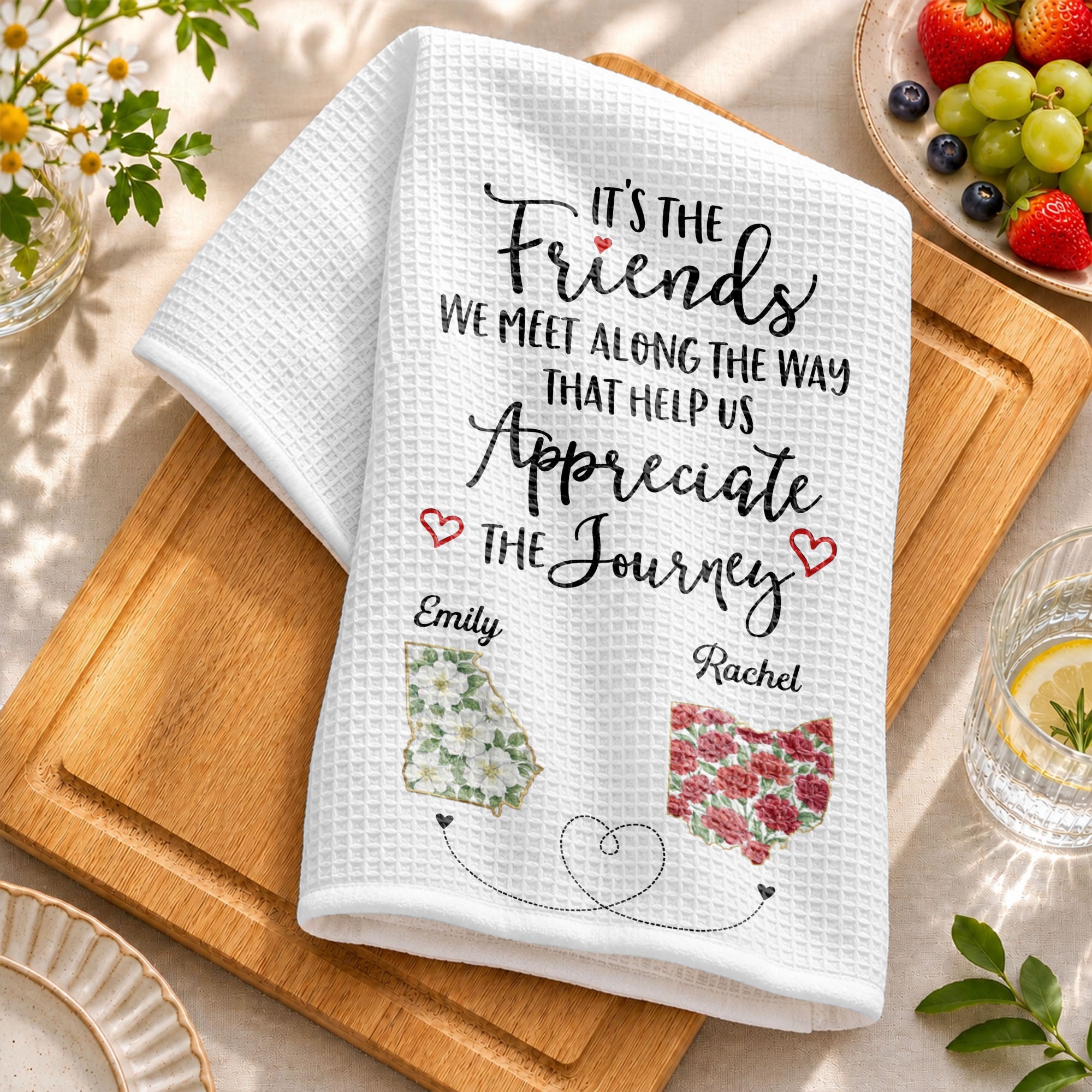 Personalized Floral Kitchen Towel Custom Name Gift for Besties Kitchen Towel GradoCreations