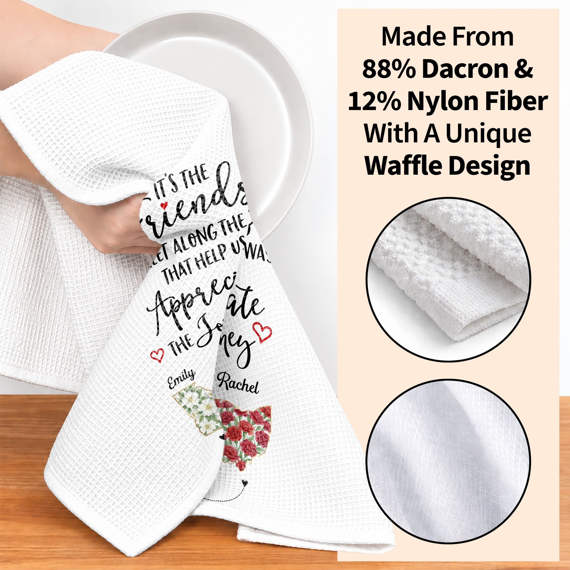 Personalized Floral Kitchen Towel Custom Name Gift for Besties Kitchen Towel GradoCreations