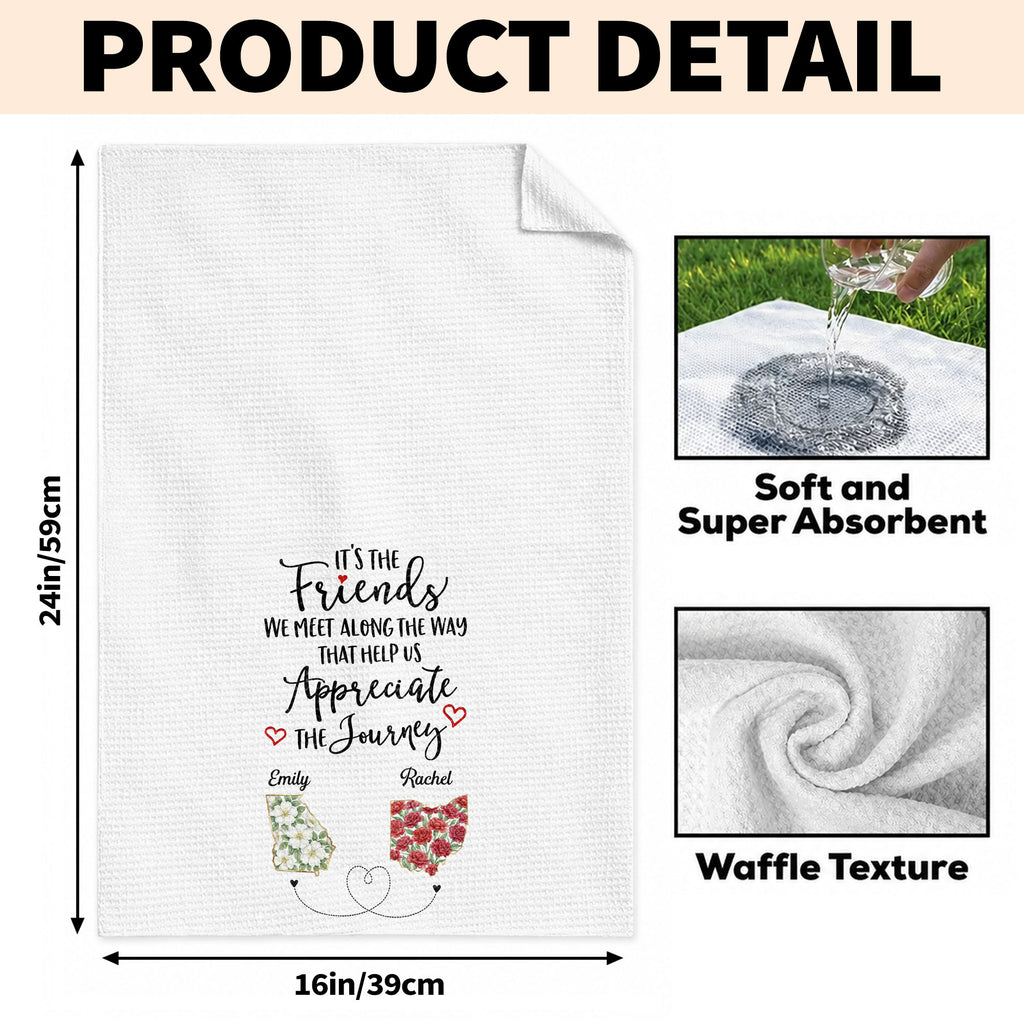 Personalized Floral Kitchen Towel Custom Name Gift for Besties Kitchen Towel GradoCreations