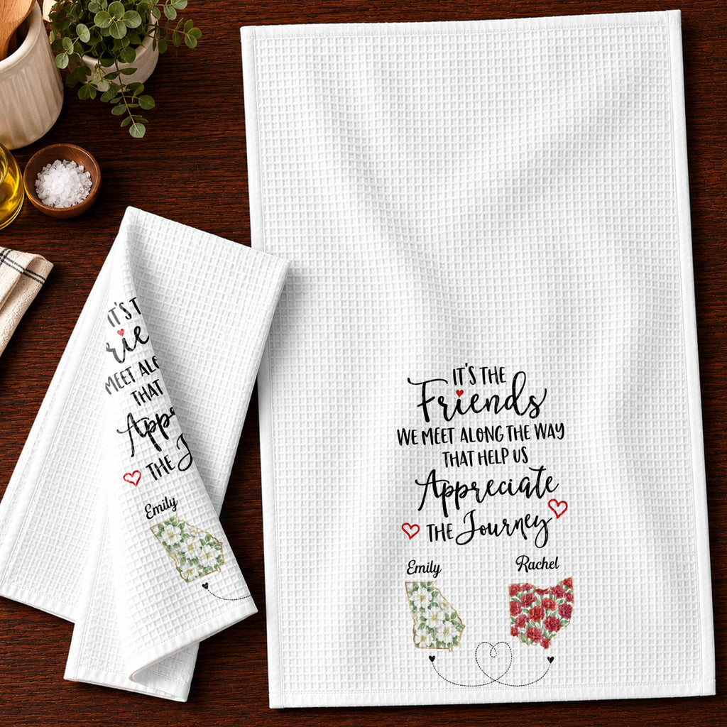 Personalized Floral Kitchen Towel Custom Name Gift for Besties Kitchen Towel GradoCreations
