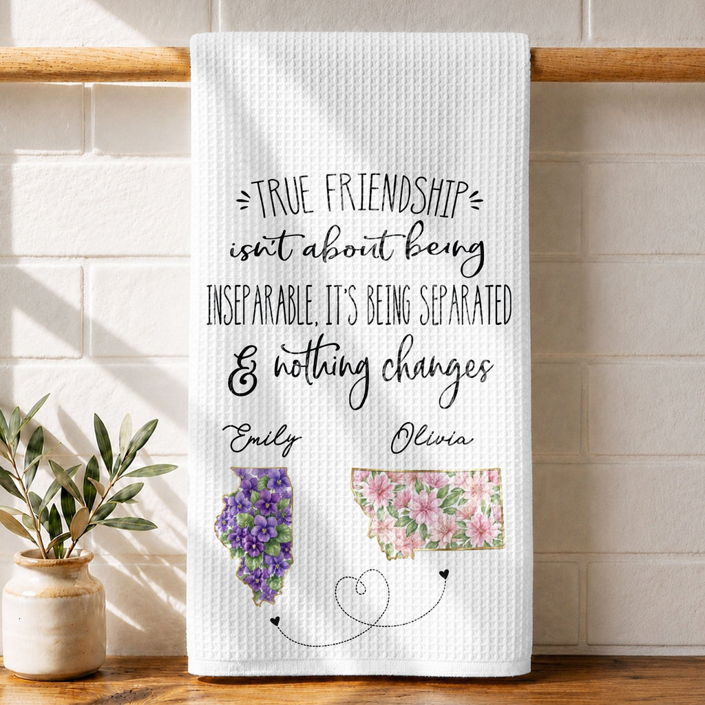 Personalized Kitchen Towel Custom State Art Flowers Friend Gift Kitchen Towel GradoCreations