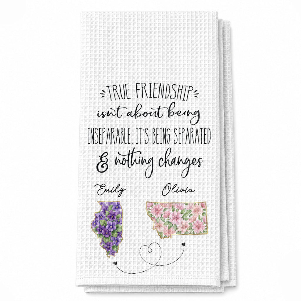 Personalized Kitchen Towel Custom State Art Flowers Friend Gift Kitchen Towel GradoCreations
