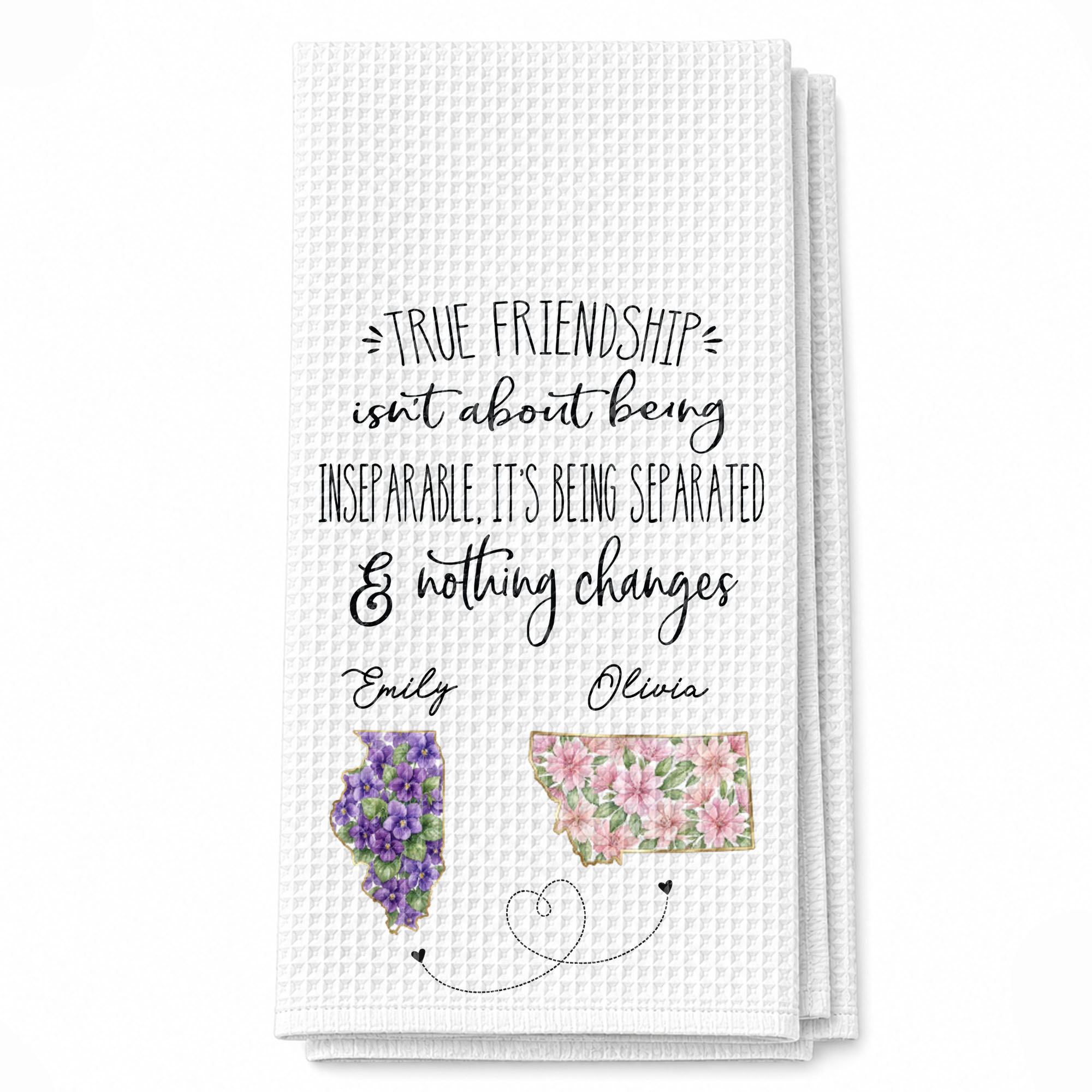 Personalized Kitchen Towel Custom State Art Flowers Friend Gift Kitchen Towel GradoCreations