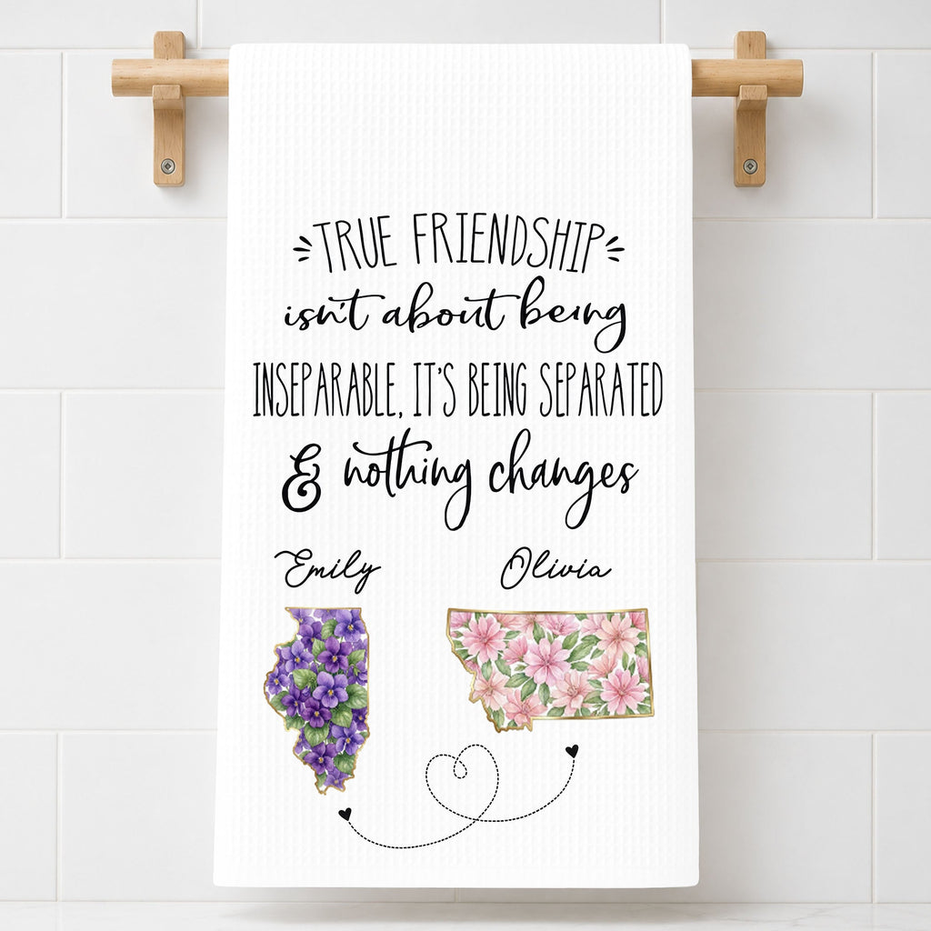 Personalized Kitchen Towel Custom State Art Flowers Friend Gift Kitchen Towel GradoCreations