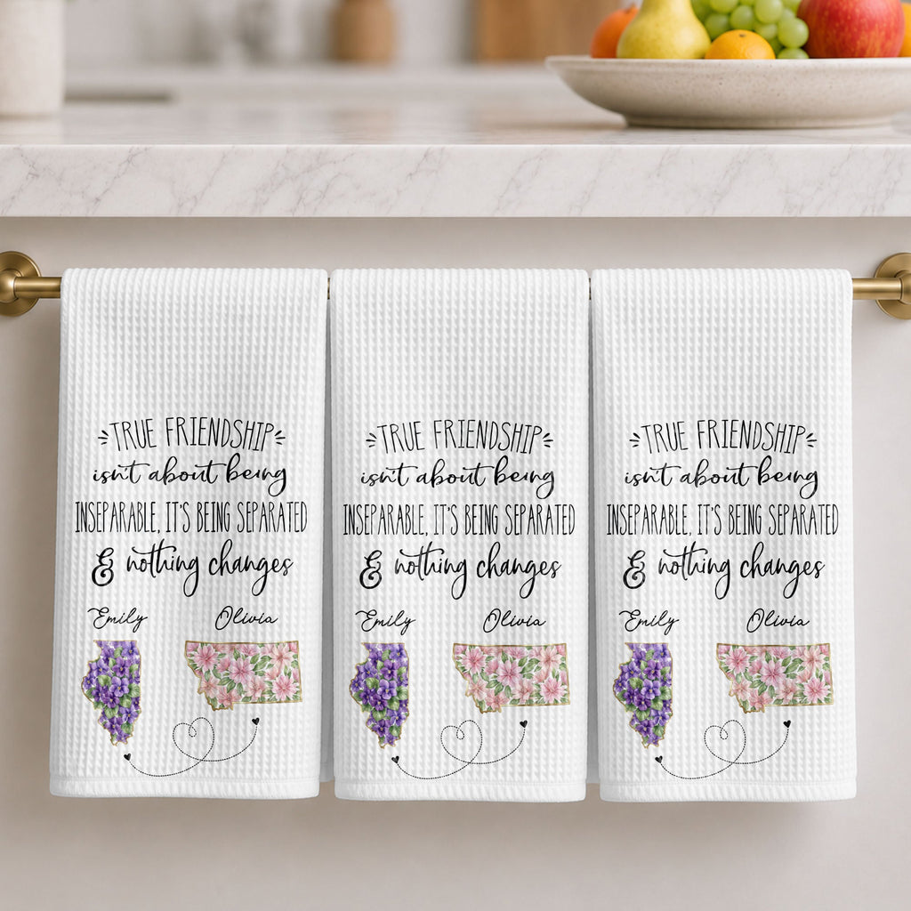 Personalized Kitchen Towel Custom State Art Flowers Friend Gift Kitchen Towel GradoCreations