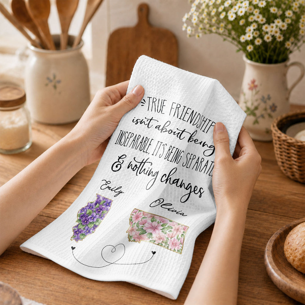 Personalized Kitchen Towel Custom State Art Flowers Friend Gift Kitchen Towel GradoCreations