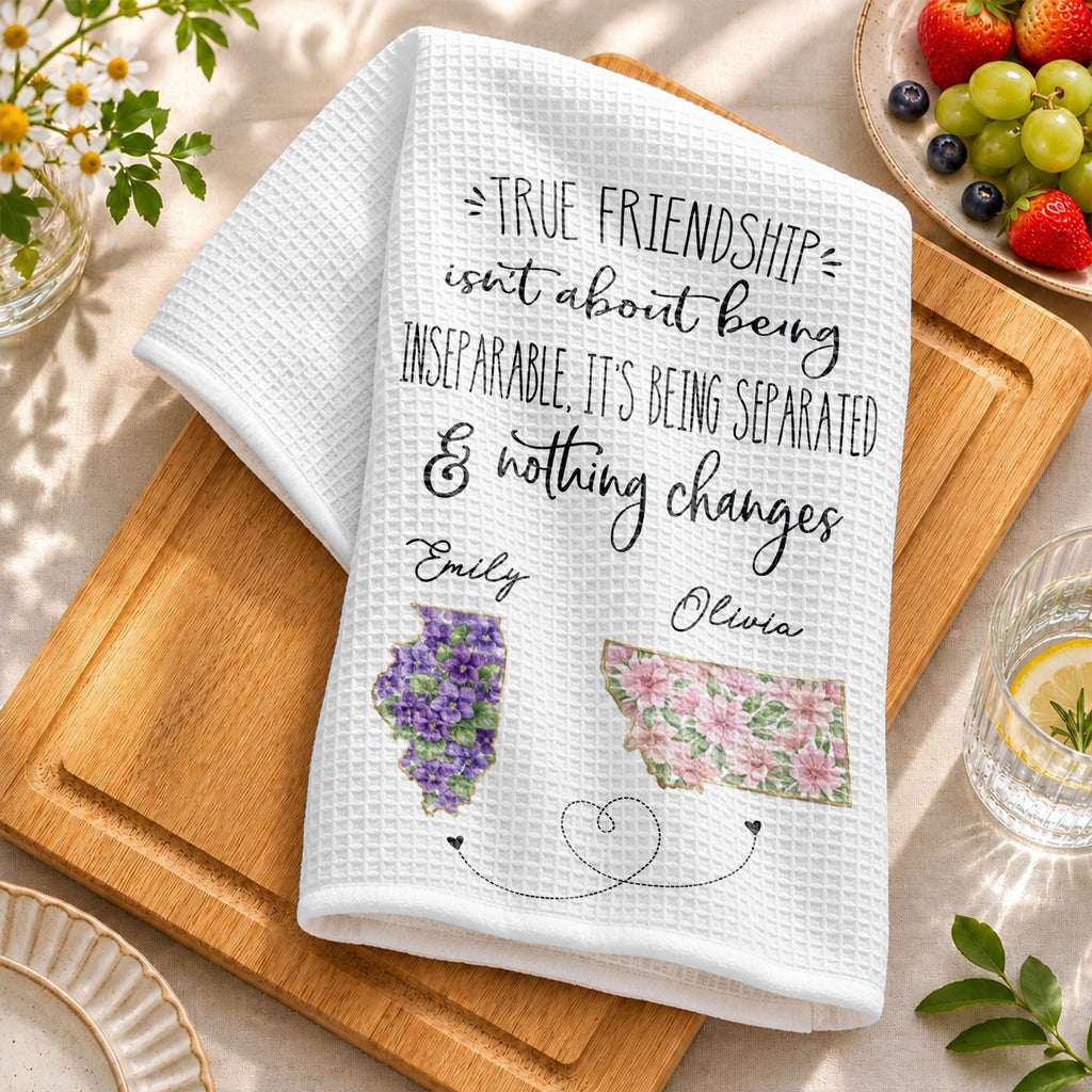 Personalized Kitchen Towel Custom State Art Flowers Friend Gift Kitchen Towel GradoCreations