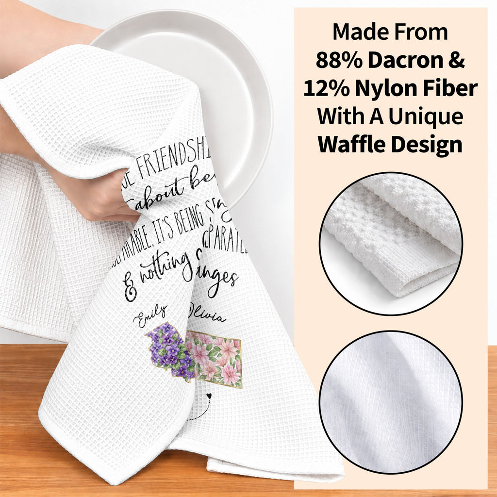 Personalized Kitchen Towel Custom State Art Flowers Friend Gift Kitchen Towel GradoCreations