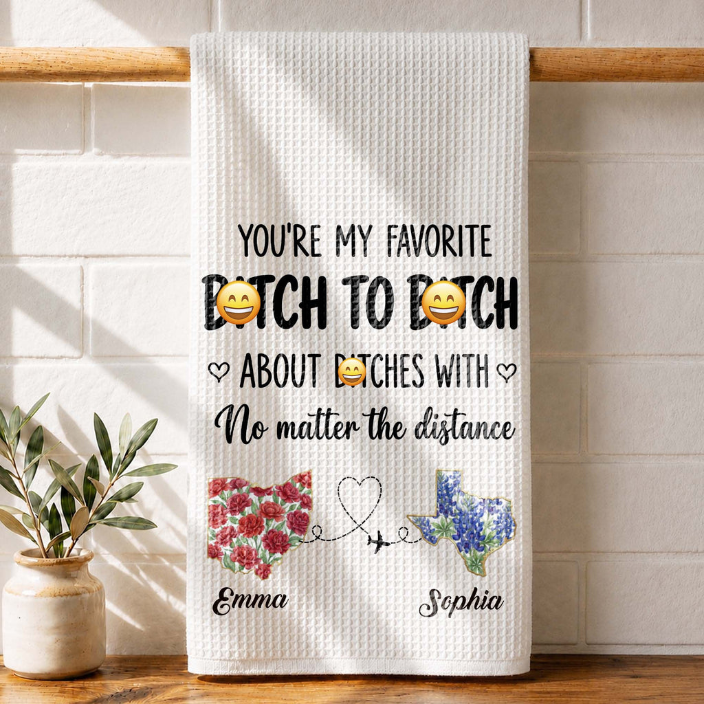 Personalized Kitchen Towel Custom Name Flower Design Gift for Best Friend Kitchen Towel GradoCreations
